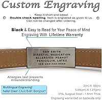 Vista 2 de Pulsera de alerta médica de cuero genuino con grabado