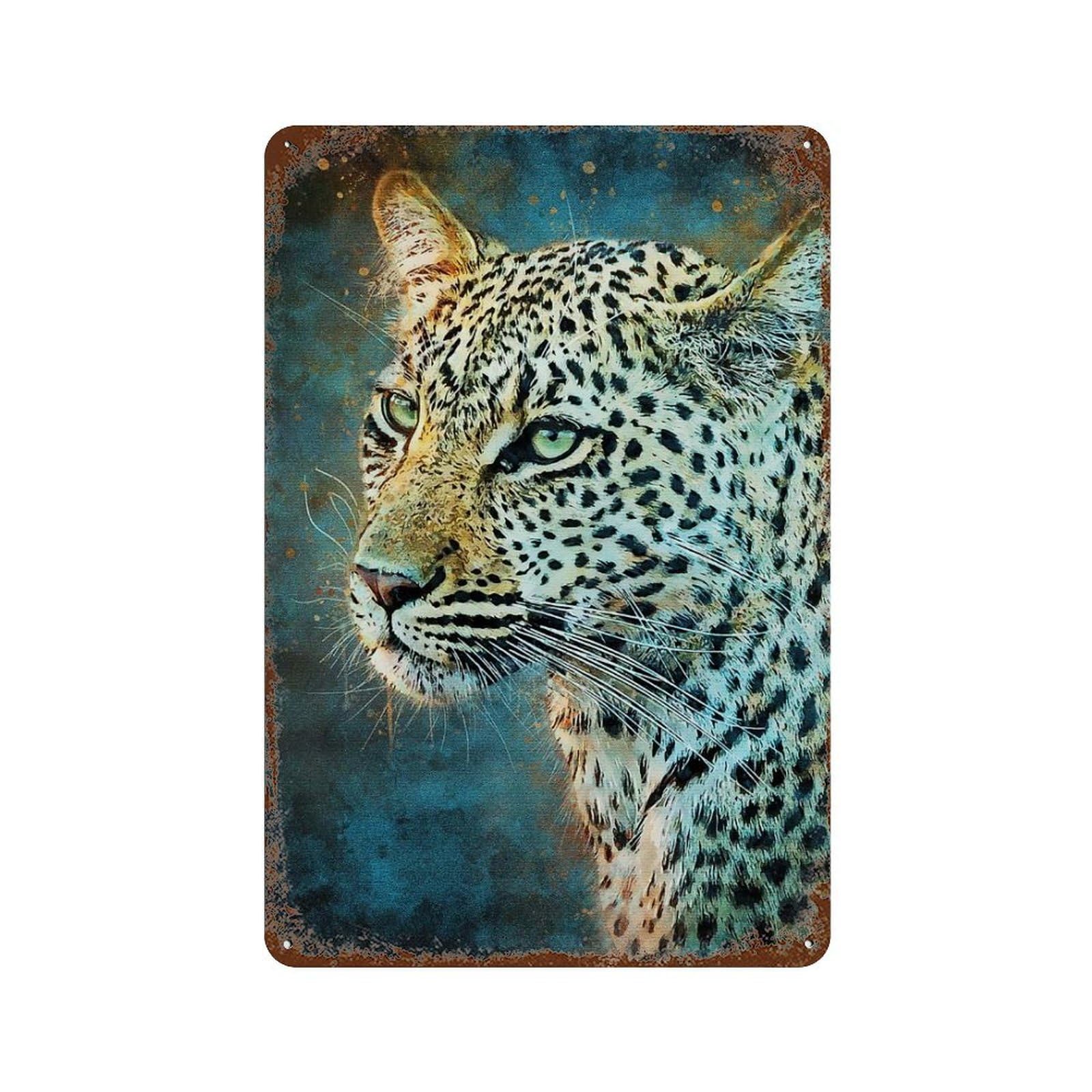 Expression Leopard Decorative Tin Sign 11.8"x7.9", Vintage Wall Decor for Garage, Pub Or Kitchen