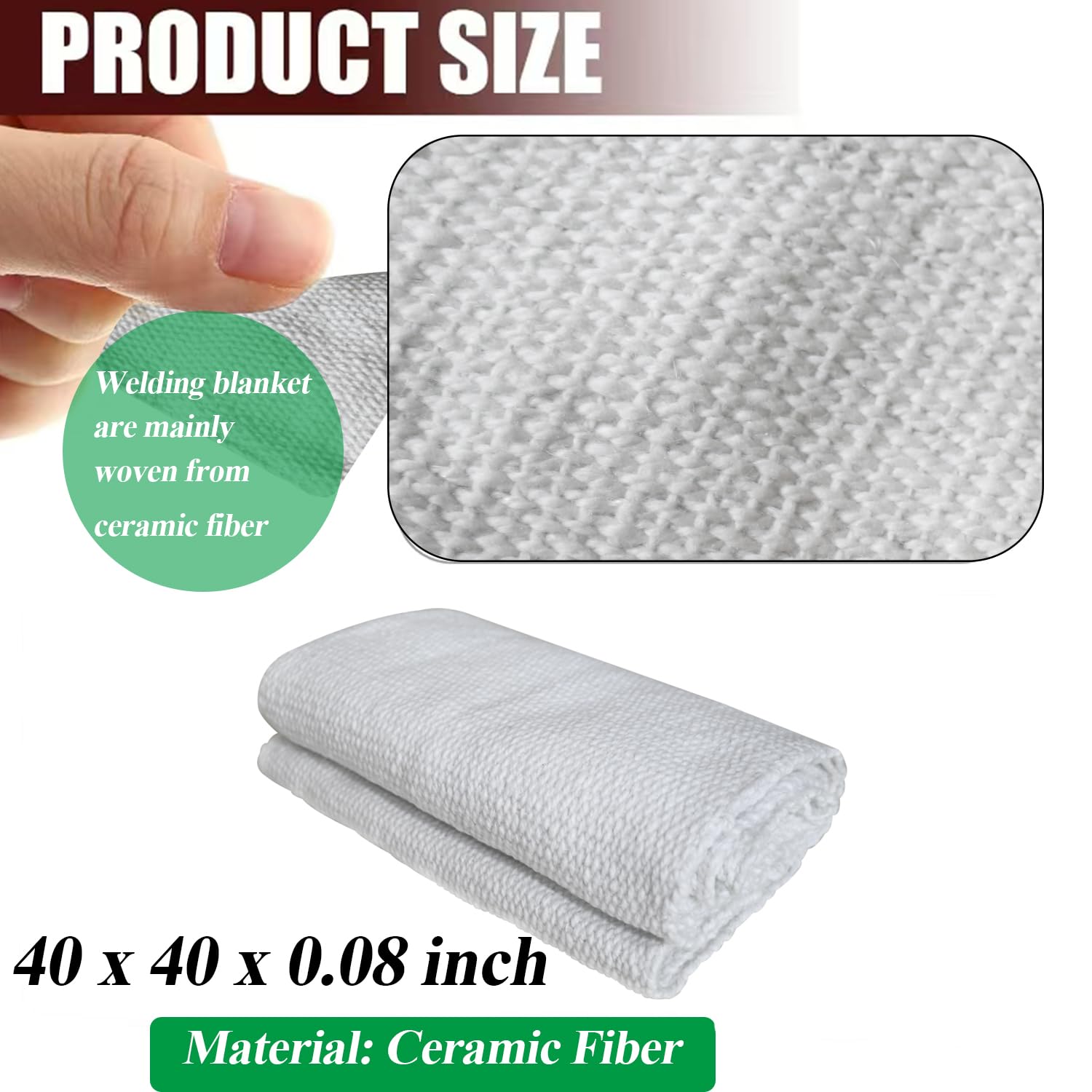 Welding Blanket, Ceramic Fiber Blanket Fireproof Insulation Baffle, 40 inch x 40 inch Fire Resistant Welding Blanket Fireproof Ideal for Industrial and Domestic Use