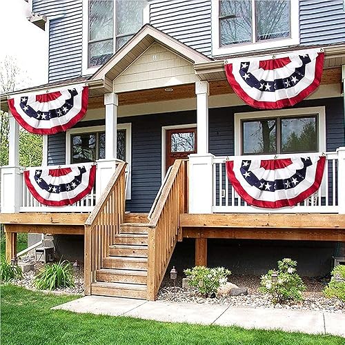 Miniatura 4 de Bandera de abanico plisada con ojales de latón para decoración del Día de los Caídos del 4 de julio, bandera estadounidense, decoración patriótica