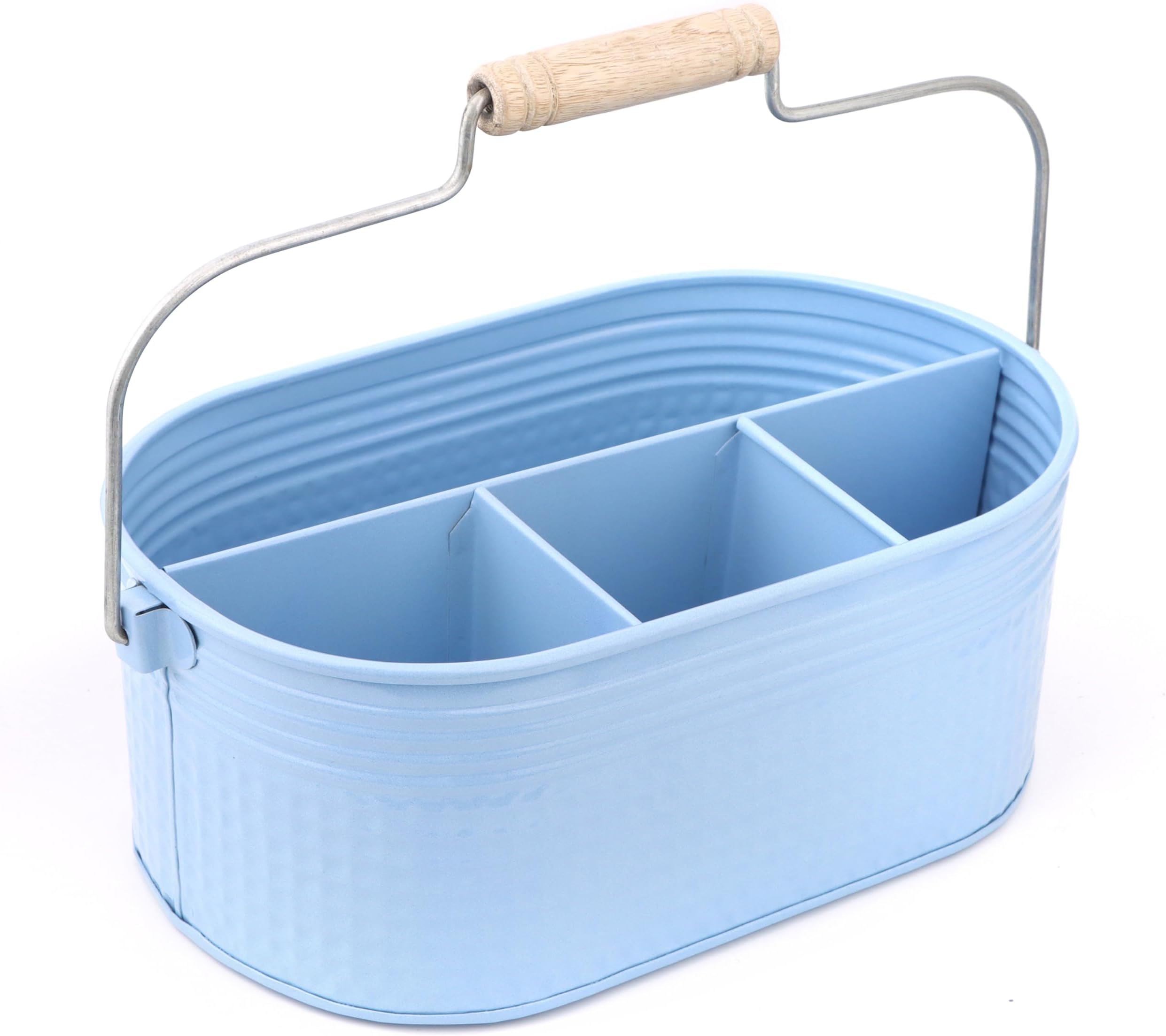 Alpha Living HomeSilverware Caddy, Utensil Holder with Handle, Galvanized Flatware Organizer for Kitchen, Countertop, Dining Table, BBQ, Picnic, Party, Farmhouse, Rustic Decor – Arctic