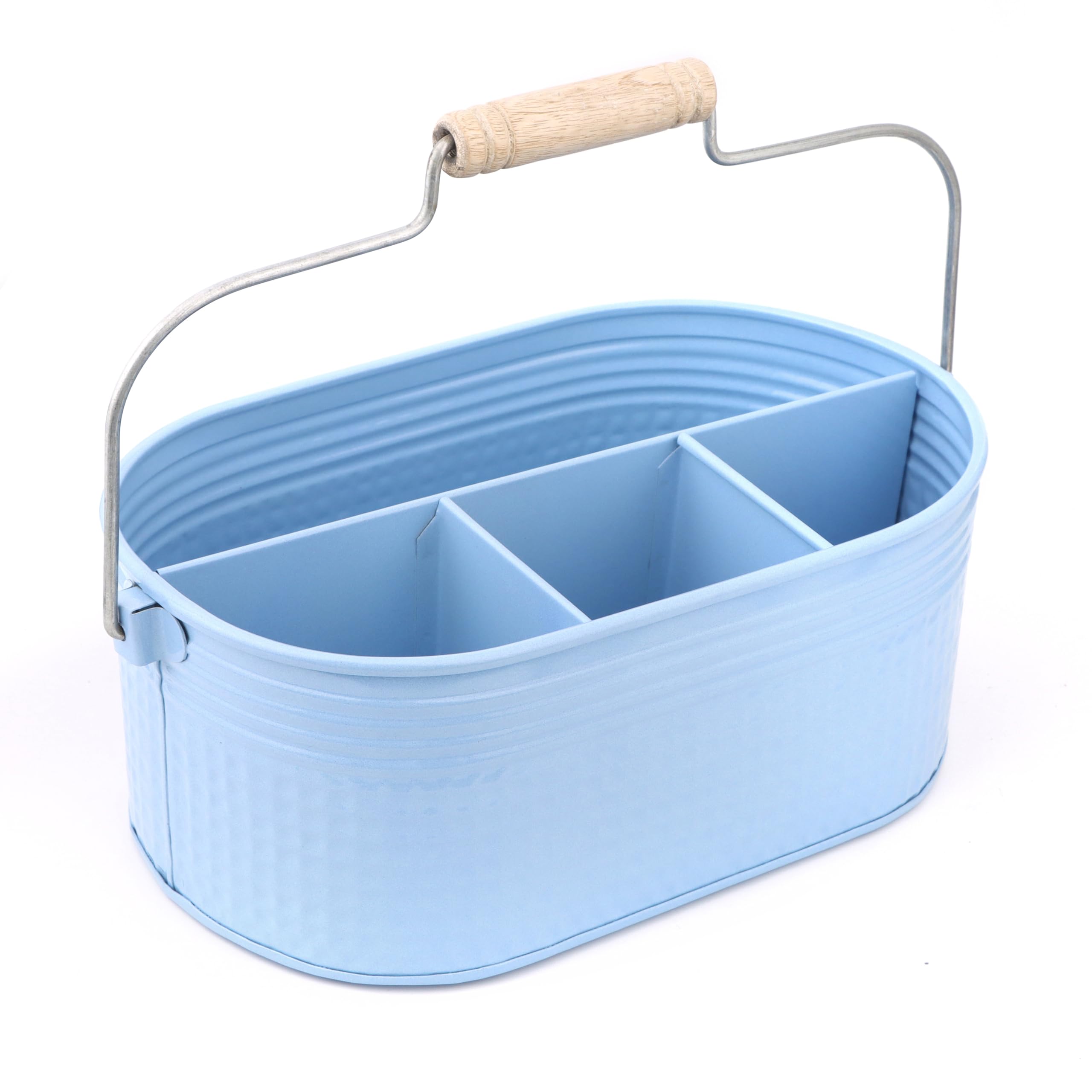 Alpha Living HomeSilverware Caddy, Utensil Holder with Handle, Galvanized Flatware Organizer for Kitchen, Countertop, Dining Table, BBQ, Picnic, Party, Farmhouse, Rustic Decor – Arctic