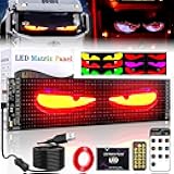 1 Pack Large Devil Eyes Light for Cars, 23x5in Programmable Flexible LED Digital Display Smart APP Control Custom Text DIY Pattern, Soft Screen LED Lights for Car Trucks Decor