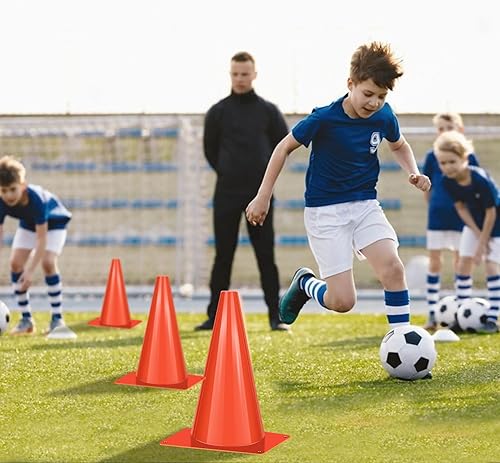 Miniatura 5 de Conos de tráfico de plástico de 7 pulgadas, 50 conos de entrenamiento de plástico, cono de fútbol naranja para entrenamiento, cono marcador de campo