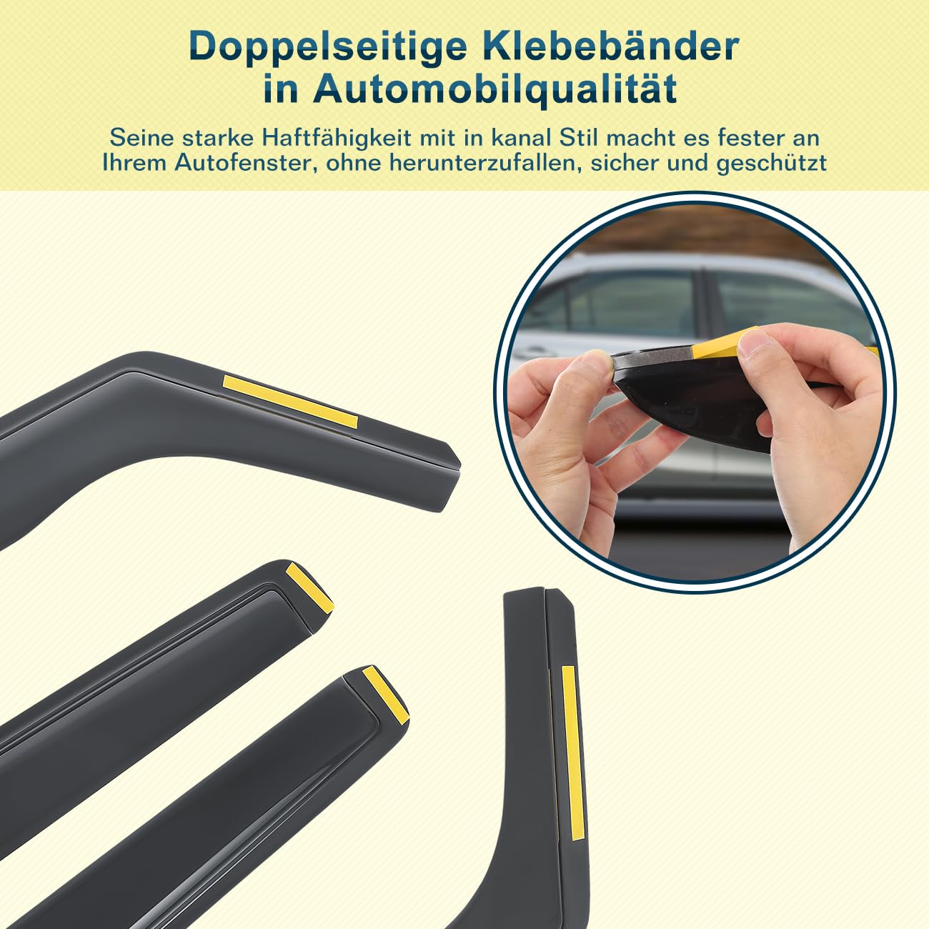 Windabweiser Regenabweiser kompatibel mit VW Golf 7 / VII 2012-2019 5-türig, Selbstklebend Tape-On Autofenster Regenschutz Regenabweiser Deflektoren, 4-TLG Set, Rauchgrau, Vorne,Aerodynamisch