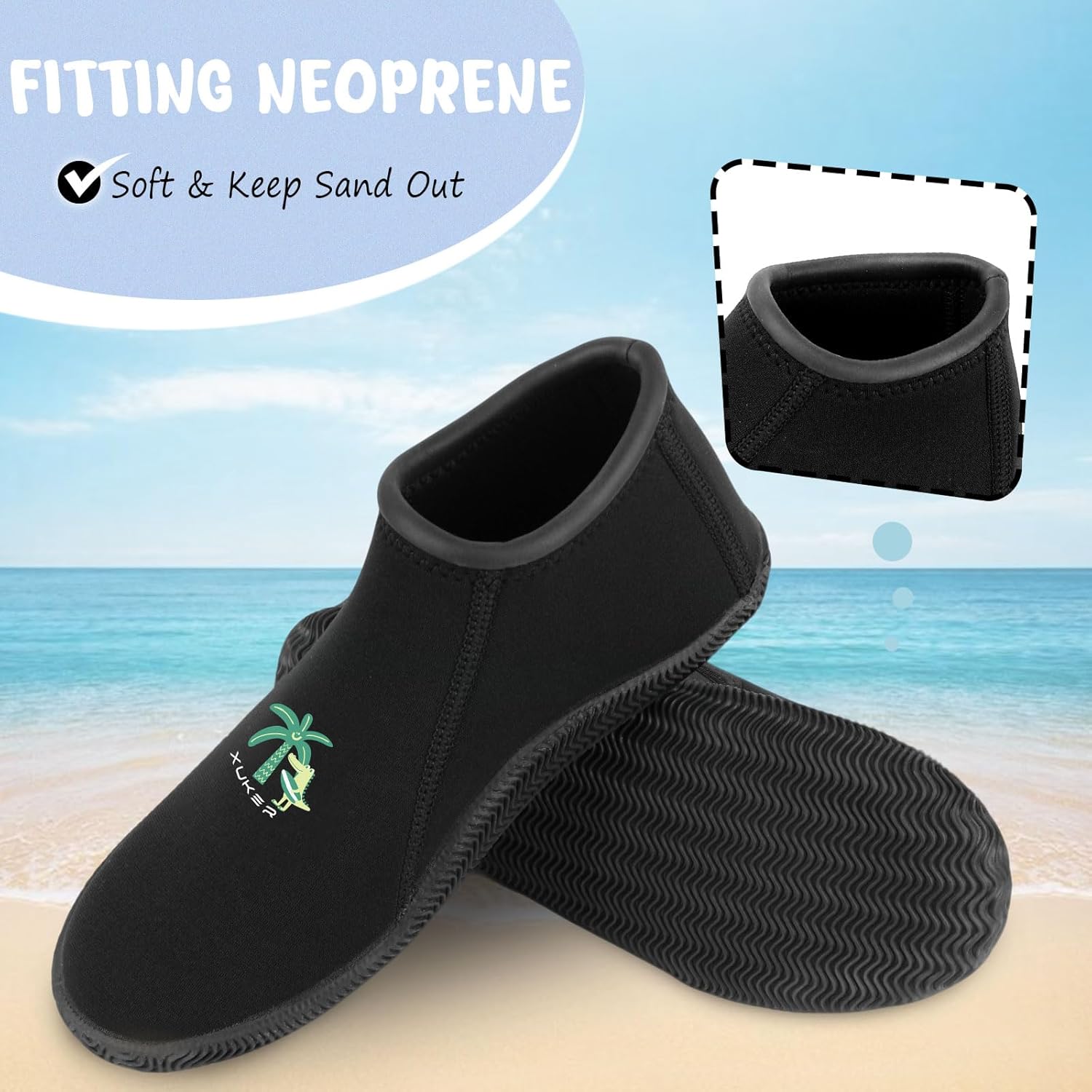 XUKER Kids Neoprene Diving Boots for Boys Girls Toddlers 3mm Sand Beach Shoes for Scuba Diving Snorkeling Rafting, Windsurfing