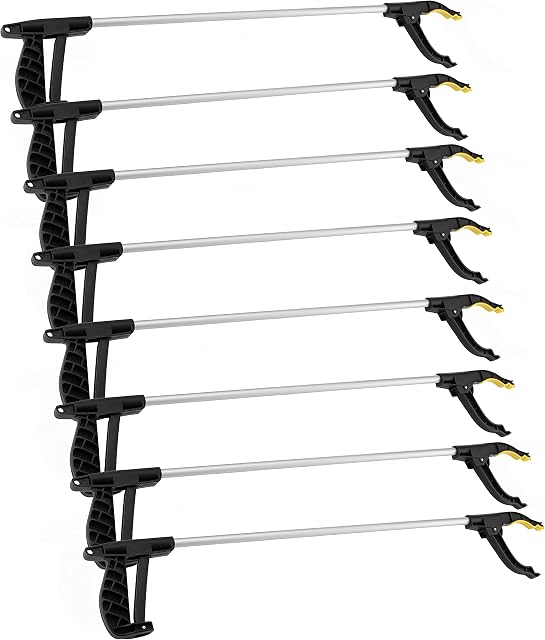 Straame Garden | Litter Picker Grab & Grip Reaching Litter Rubbish Pick Up Tool | Leaf Grabber Stick | Multiuse Grabber Light Items (Standard Pick Up Tool Pack of 8)