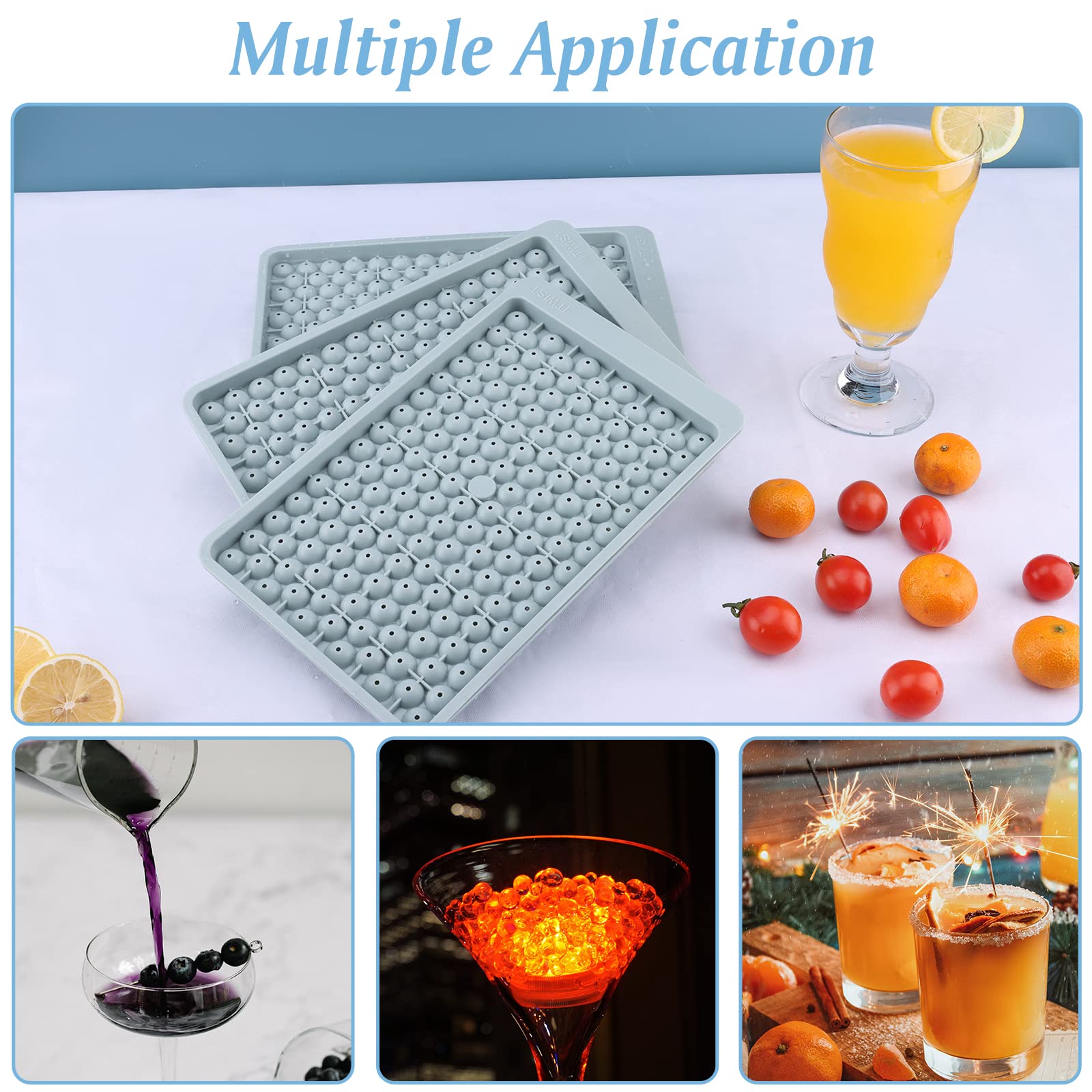 Unigul Mini Ice Cube Trays for Freezer(4Pack), Round Ice Cube Mold with Lid&Bin, Ice Ball Maker Mold Easy Use, 159PCS Ice Cubes with Lid &Bin for Chilling Drinks Coffee Juice(Ice Bin & Ice Scoop)