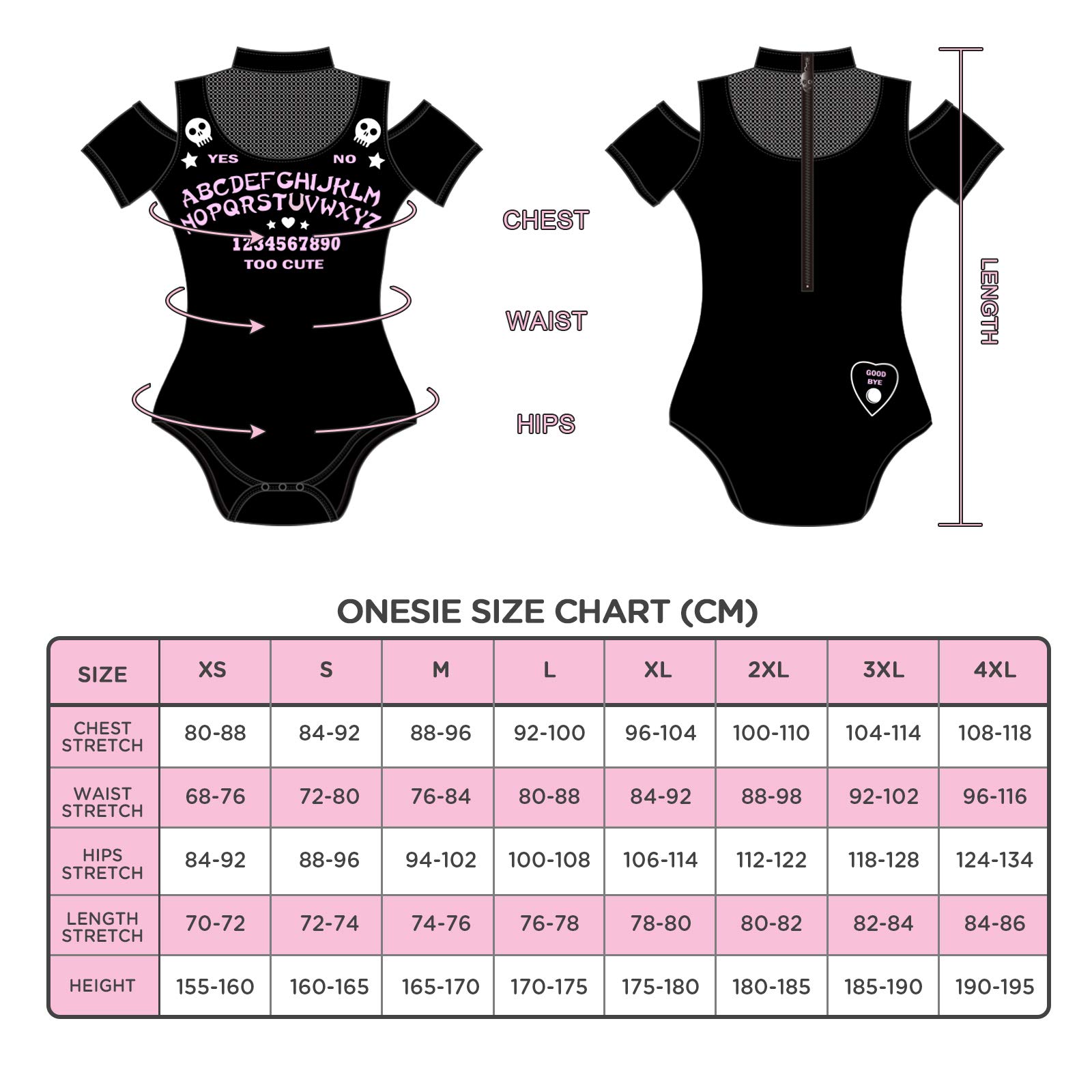 LittleForBig Bawełniany śpioszki Onesie odzież klubowa goth Bodysuit-Spirit Board Onesie