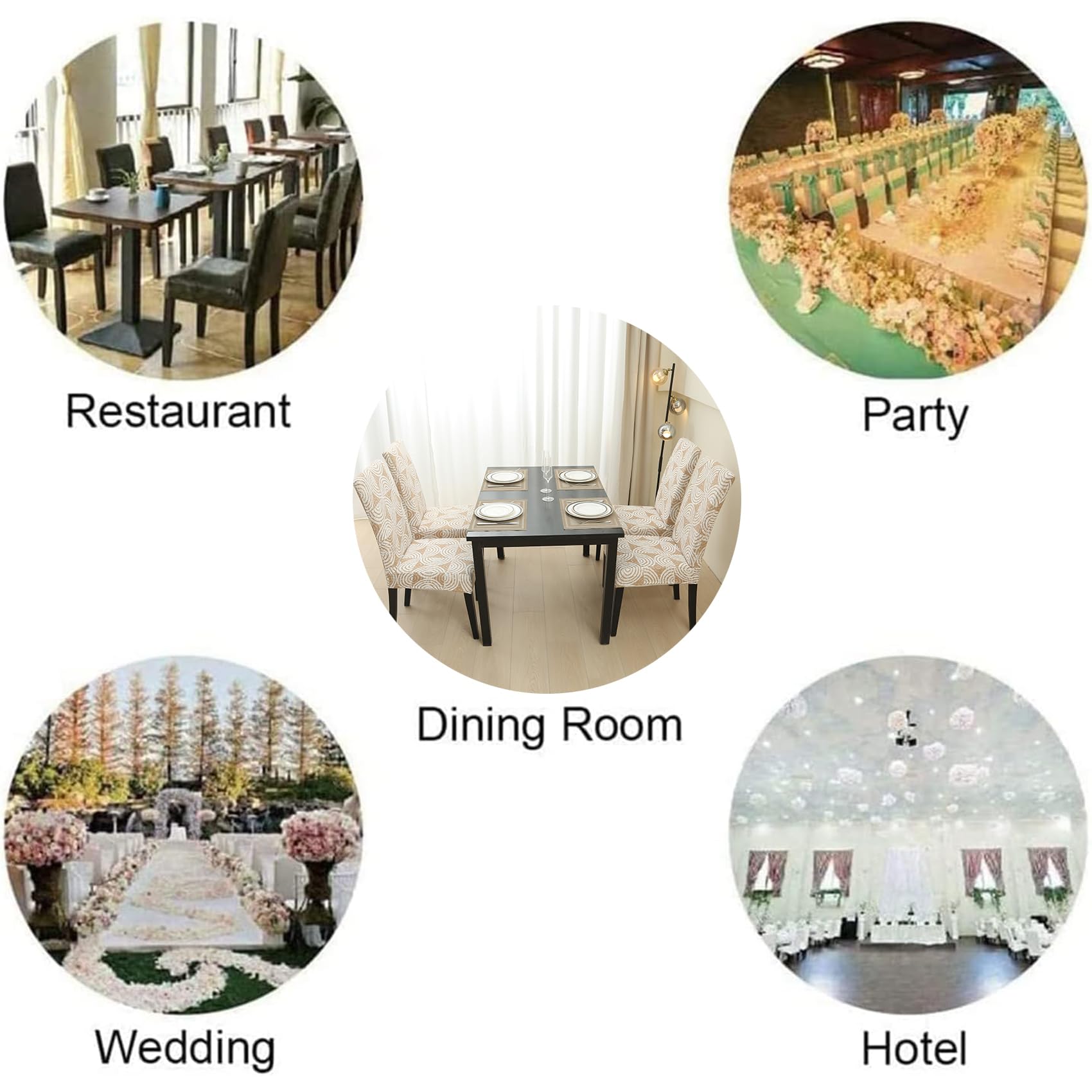 TOMMO Dining Room Chair Covers Set of 4, Stretch Removable Washable Spandex Dining Chair Slipcovers Protectors - Image 3