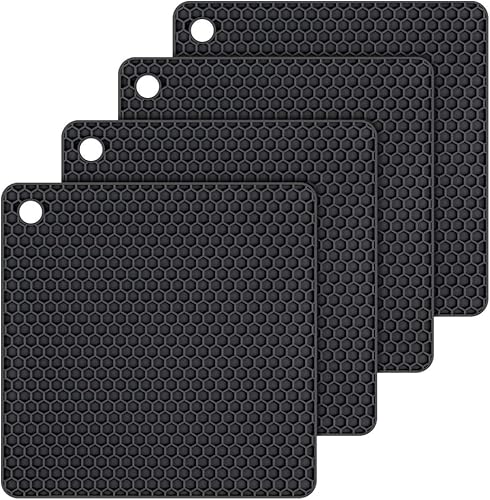 Alfombrillas de silicona para salvamanteles  Almohadillas calientes robustas antideslizantes resistentes al calor (negro)