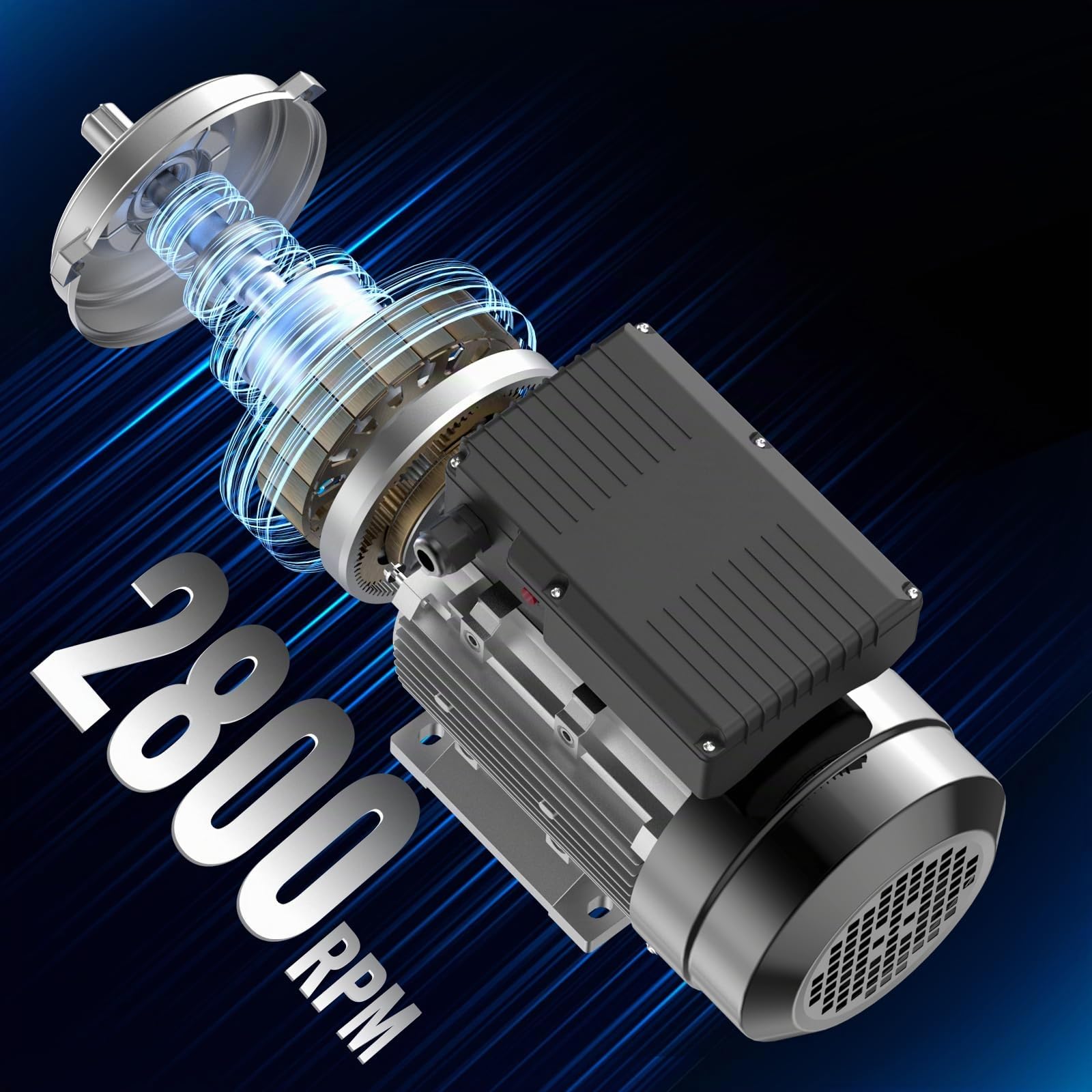 VEVOR Motore Elettrico 2,2KW 2800 Giri/min, AC 220~240V 13,8A, 90L, Telaio B3, Motore Compressore d'Aria Monofase, Albero Chiavetta 24mm, Rotazione CW/CCW Macchine Agricole e Attrezzature Generali