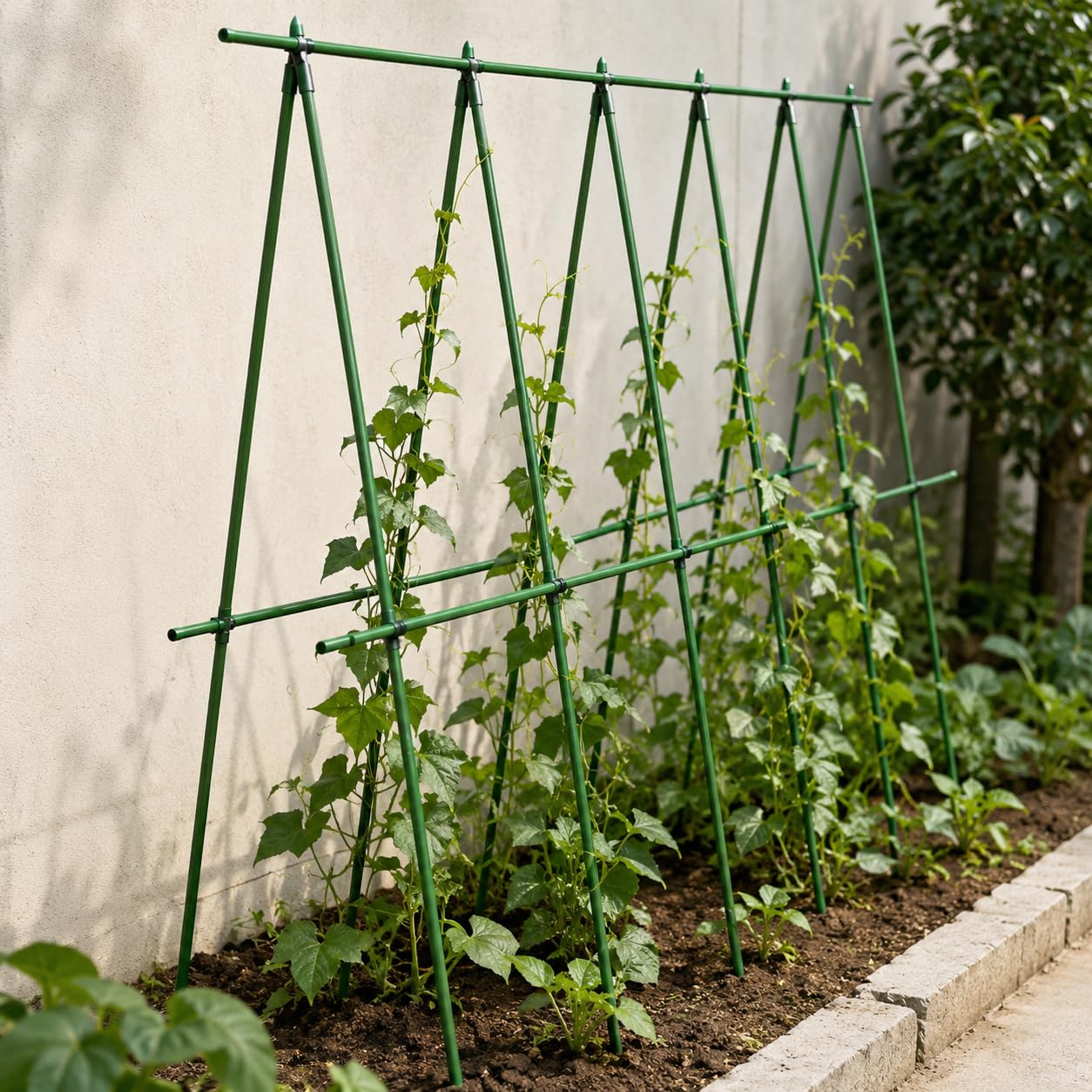 Tuteur Plante Grimpante, Acier Plastifié Ondulé pour Croissance des Plantes, Support Robuste pour Jardin et Intérieur, 10 Pièces, Moderne et Simple, diamètre 16mm, Longueur 90cm, 10 pièces