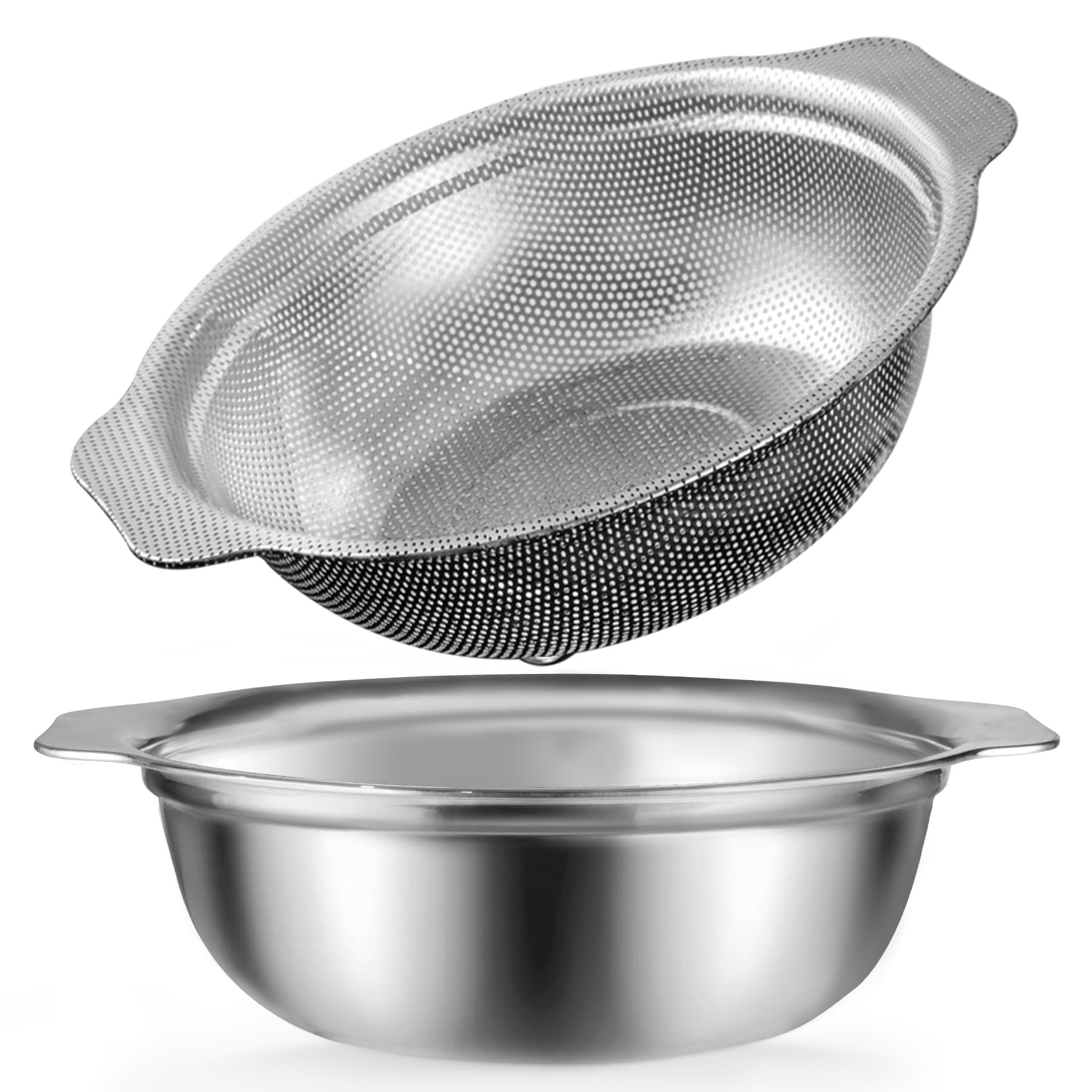 POPGRADE Stainless Steel Colander 4.5QT with Mixing Bowl