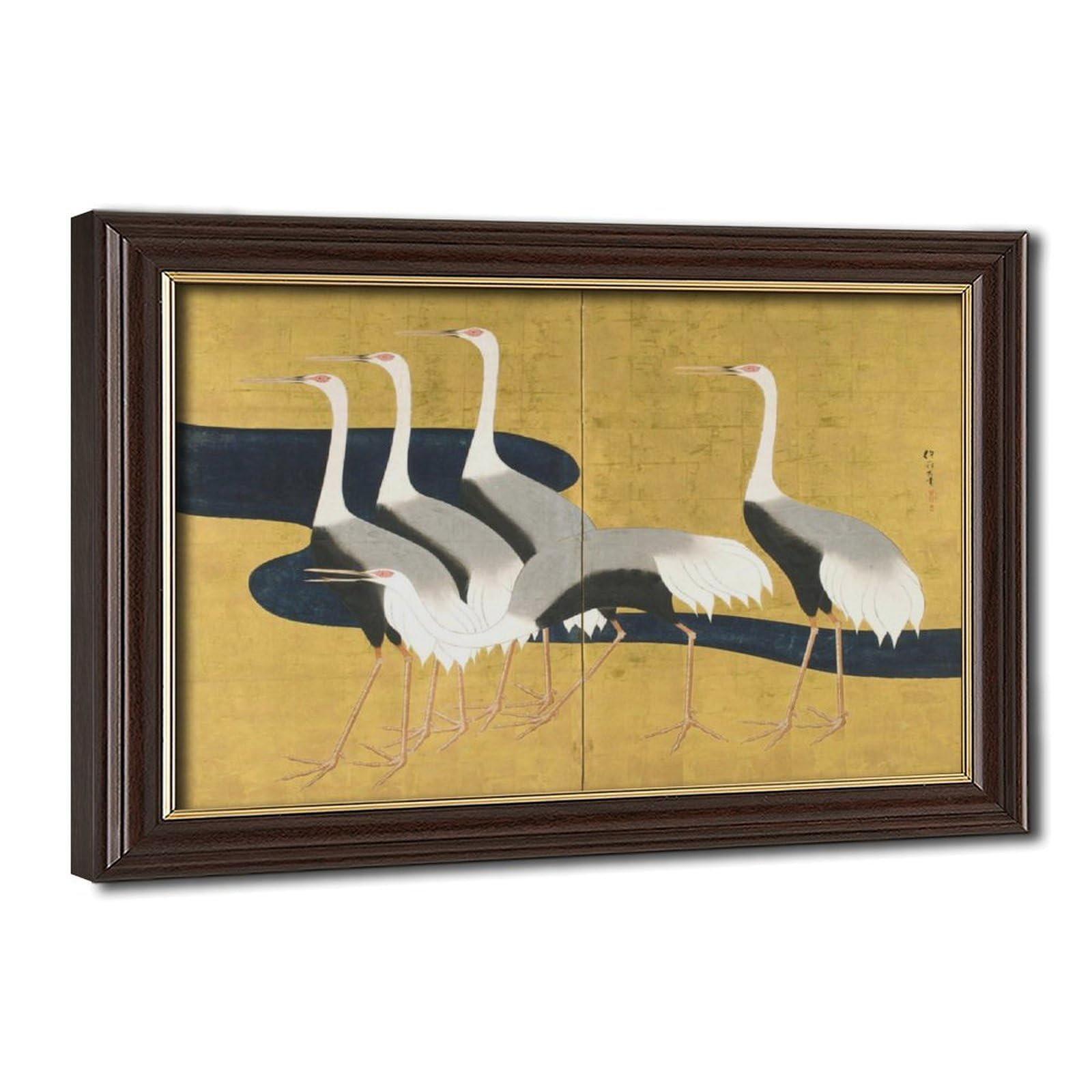 WCYB Cranes by Sakai Hoitsu Posters Prints Canvas Deco Paintings Wall Art Hangable Frame 12" L X 18" W
