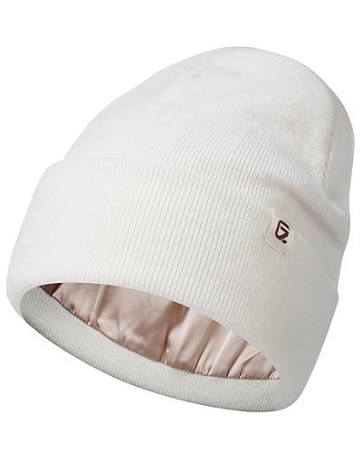 GADIEMKENSD Satin Lined Knit Beanie, Wool Blend, Warmth, Anti-Static, Anti-Pilling,