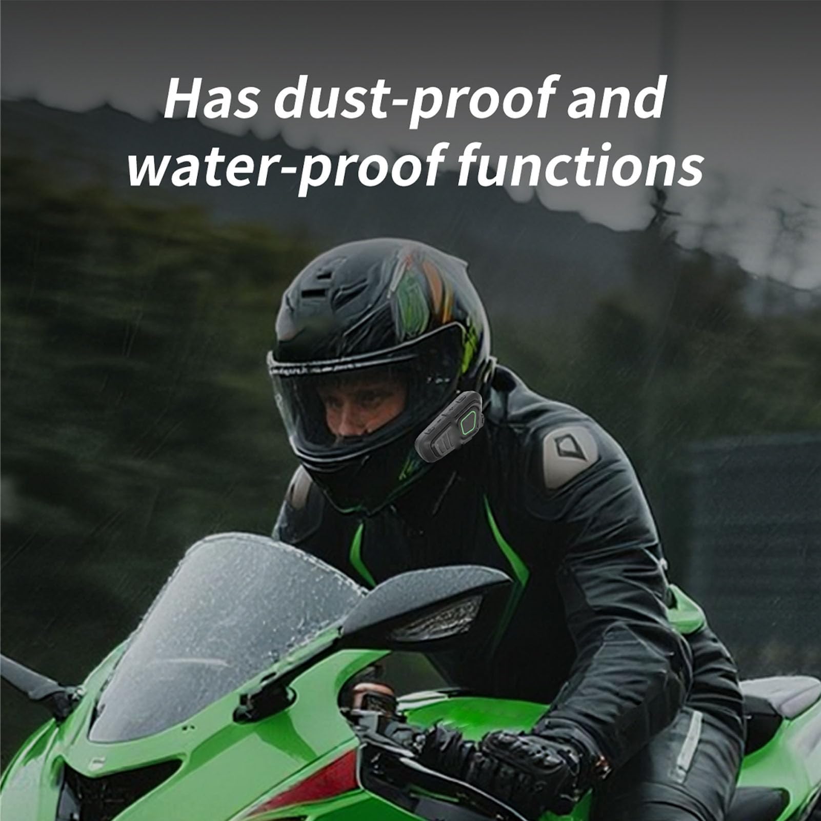 Jectse Interfono Bluetooth per Casco Moto Portata 10 Km Auricolare Bluetooth per Moto con Push to Talk Wireless IP67 Cancellazione Rumore Impermeabile Comunicazione di Squadra