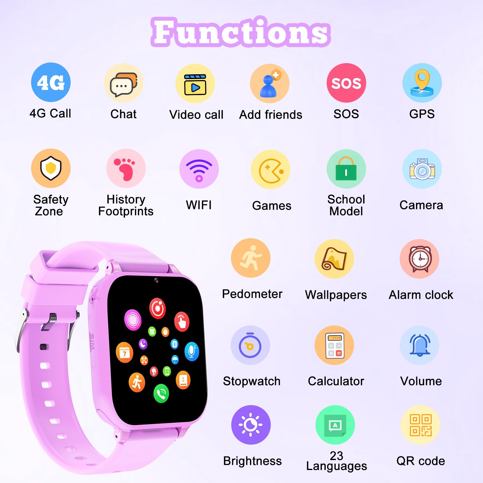 Montre Connectée Enfant 4G GPS - Appels Vidéo, SOS, Mode Classe - Smartwatch Pour Fille Et Garçon 4-12 Ans - 8