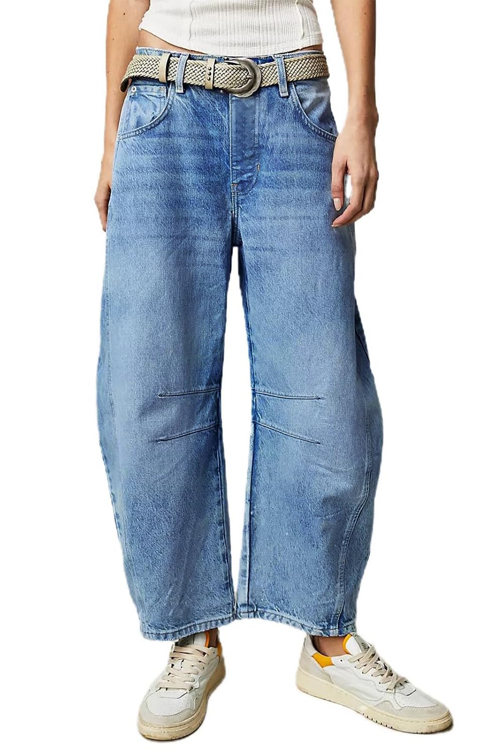 Allimy Womens Jeans Mid Rise Barrel Leg Vintage Jeans for Women Trendy 2025 Denim Pants Non Stretch