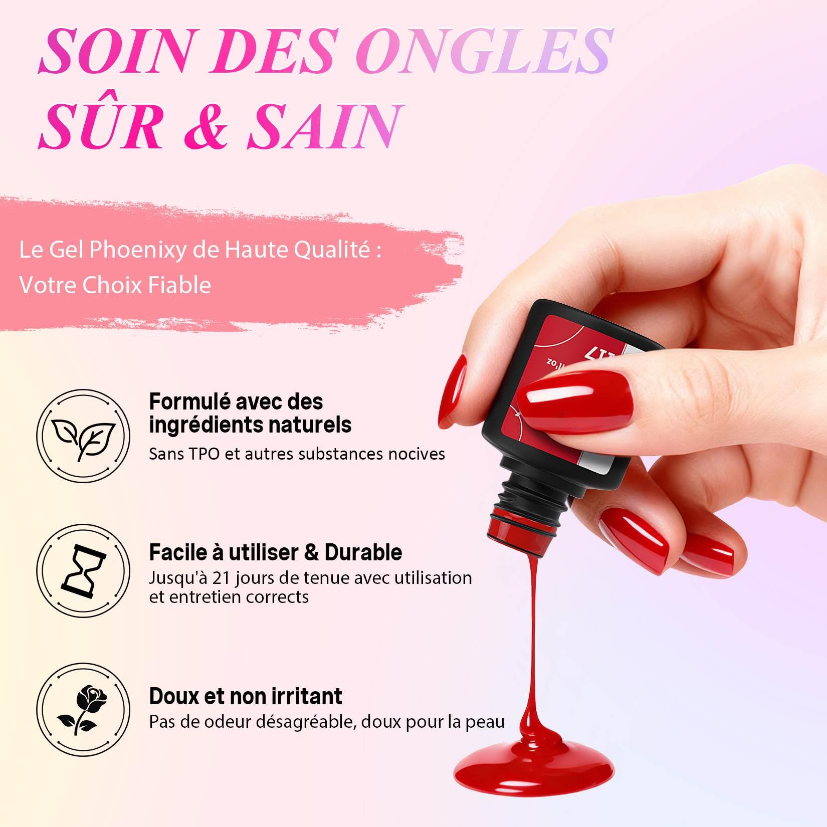 Phoenixy Kit Ongle Gel U V Complet 25 Couleur avec Ponceuse pour Ongles Lampe UV Kit Vernis Semi Permanent Base et Top Coat Outils de Manucure Adapté aux Débutants