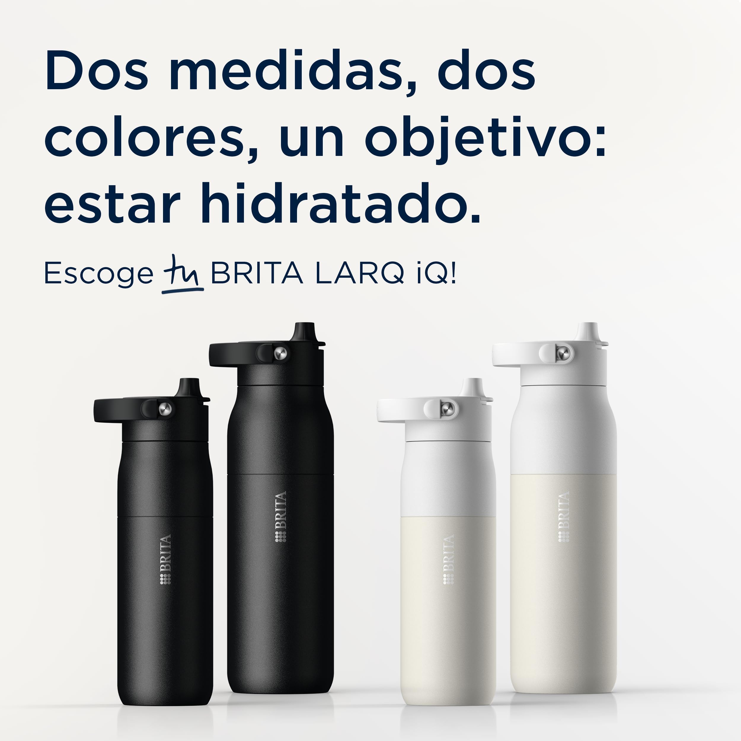 BRITA LARQ iQ Botella filtrante Blanco 680 ml con seguimiento inteligente de hidratación, filtro de carbón activado y autolimpieza UV‑C