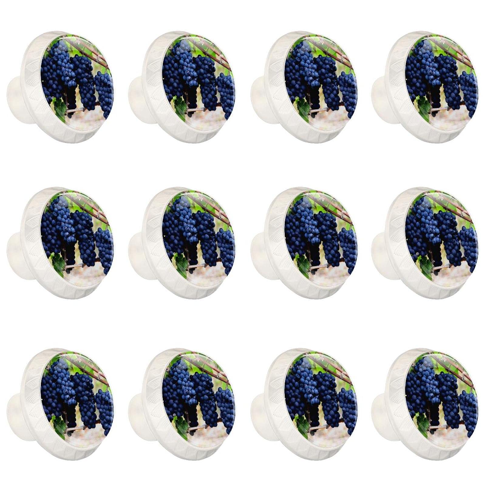 Boutons d'armoires de cuisine motif raisins en lot de 12 poignées boutons ronds de commode