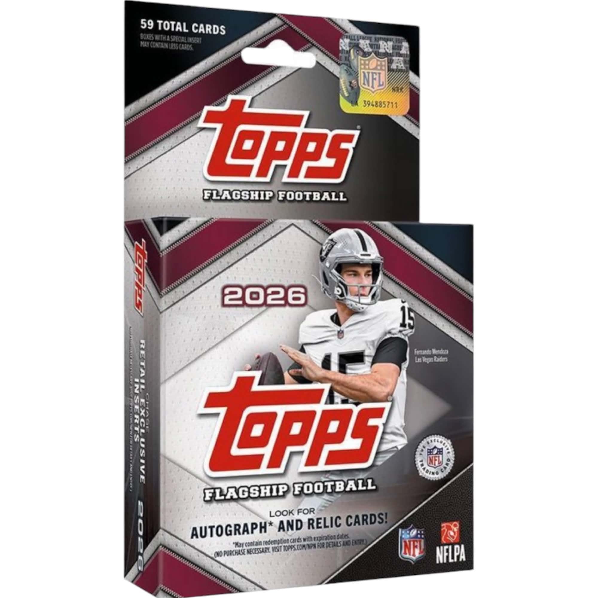 Caja para colgar tarjetas coleccionables de fútbol insignia de la Topps NFL 2026 (59 tarjetas)