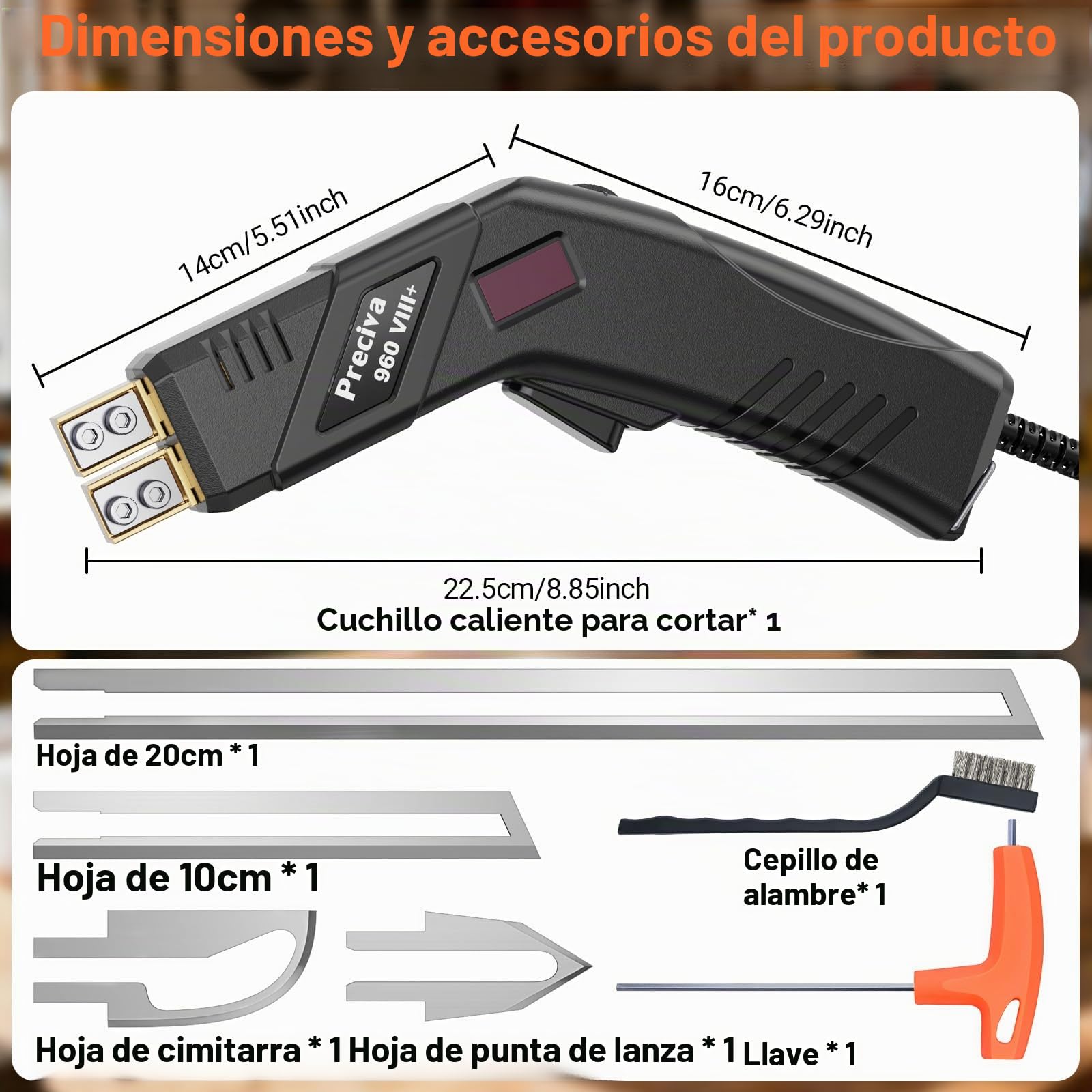 Preciva Cortador De Espuma EléCtrico con 4 Cuchillas 100mm/200mm,Cuchillo Caliente Cortador De Espuma para Cortar Espuma Ligera, Cuero y Esponja