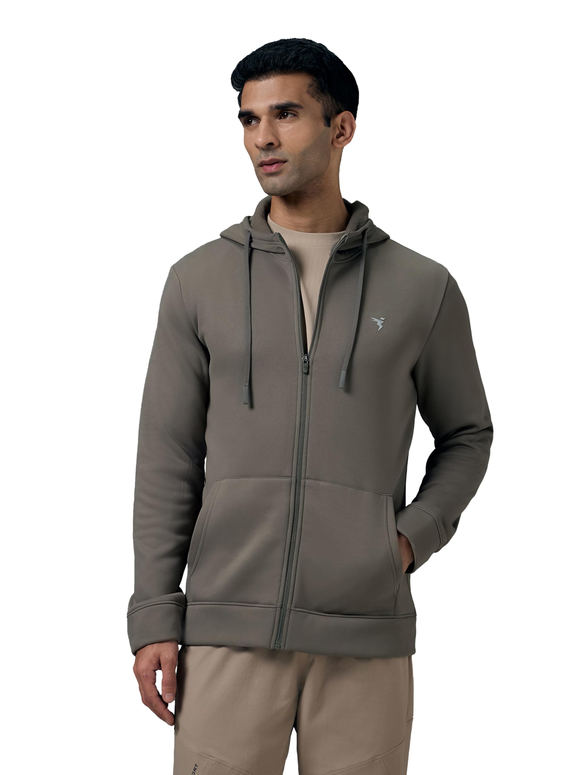 Mens Fleece Slim Fit Solid Regular Fit Hooded Jacket with Techno Warm+, Fast Dry for Winter Use-image-37