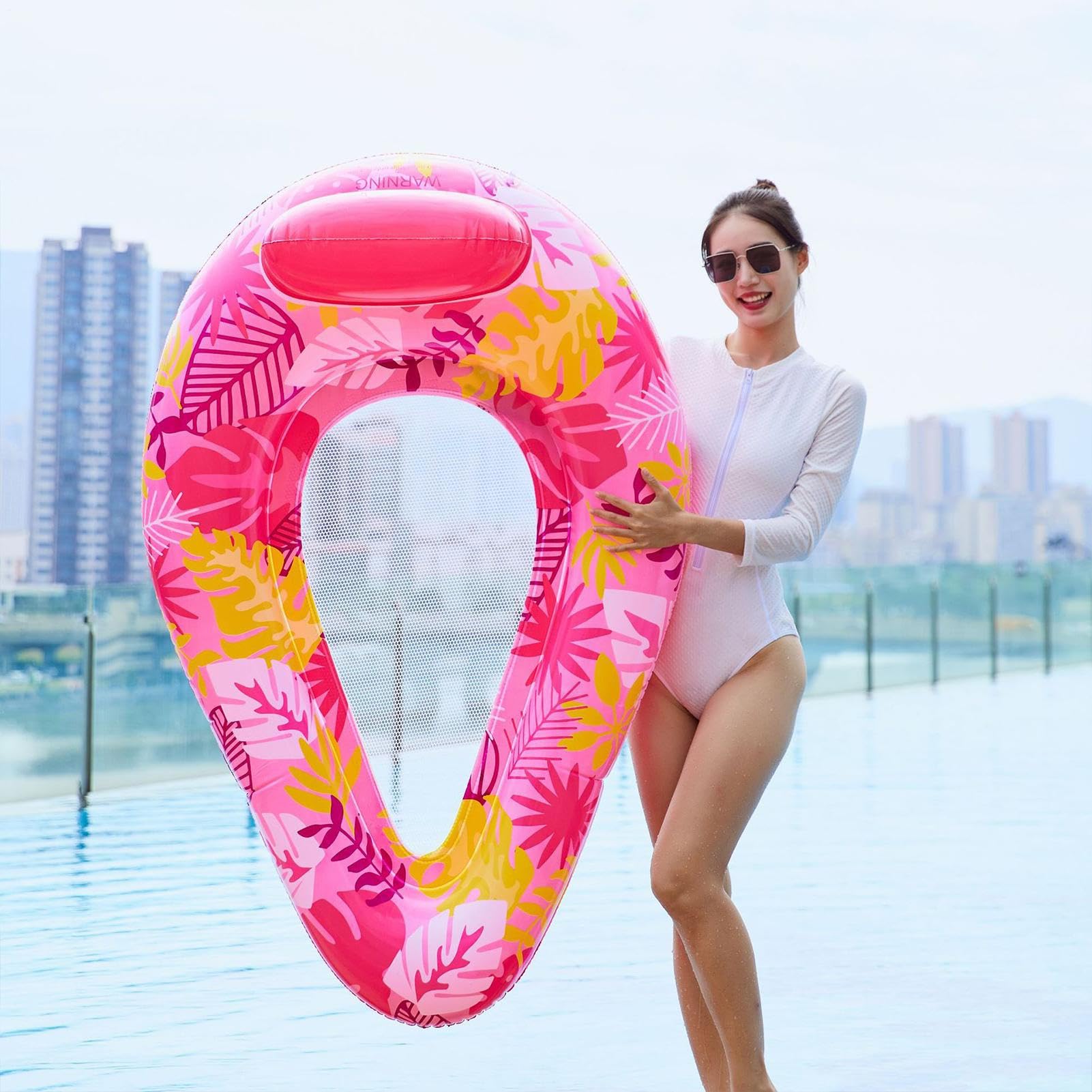 Flotteurs de piscine gonflables pour adultes, radeaux de piscine pour adultes – Hamac de détente pour lac, jardin, bronzage, natation, rivière, fête aquatique