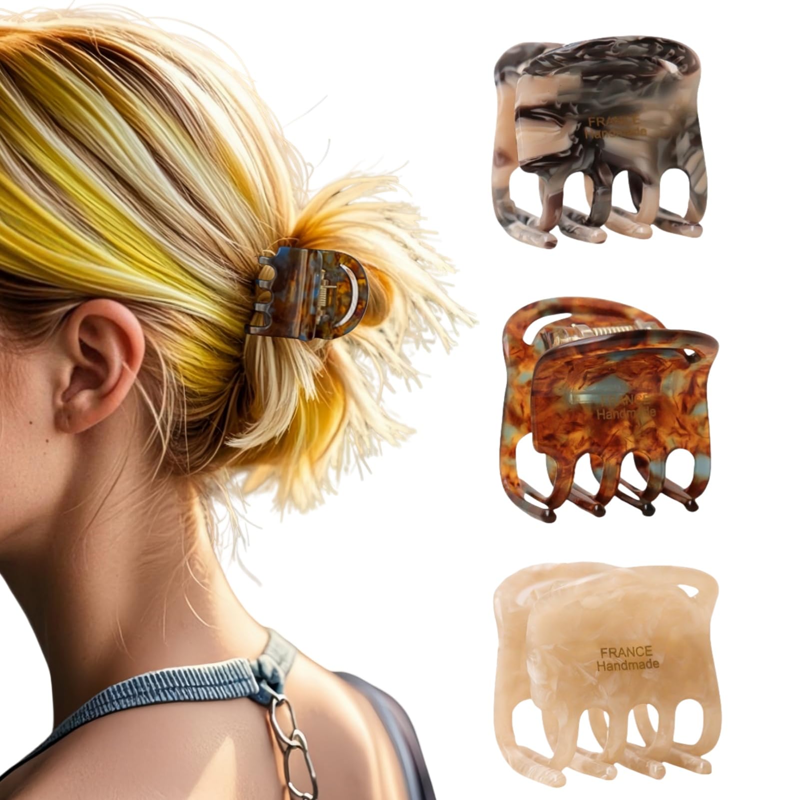 Amazon.com: FRDTLUTHW 3 Pcs French Tortoise Hair Claw Clips  display picture 3