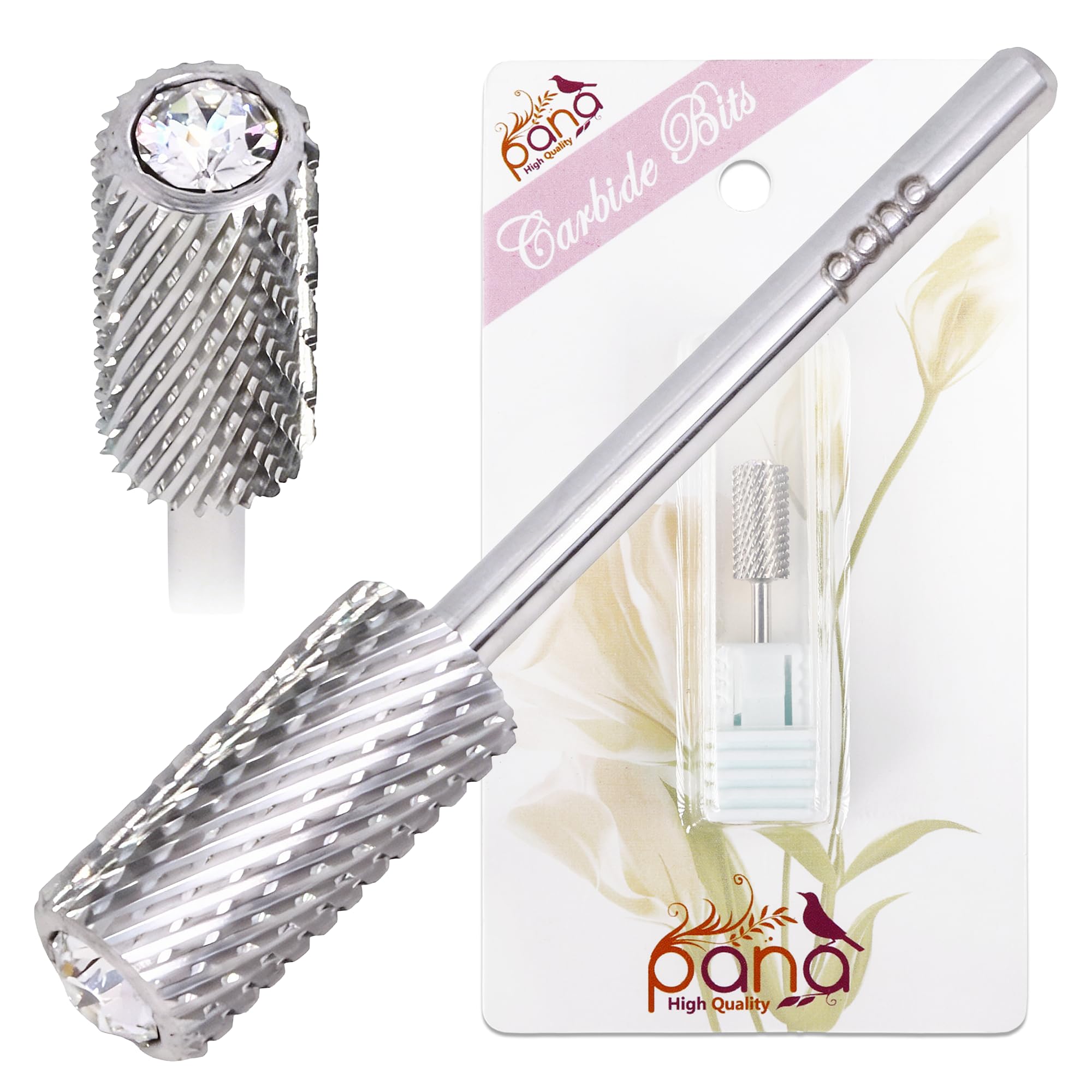 USA PANA Professional 3/32" Shank Size - Crystal Top Small or Large Barrel Carbide Bit - Nail Drill Bit for Dremel Machine (Gold, Silver - 4XC to