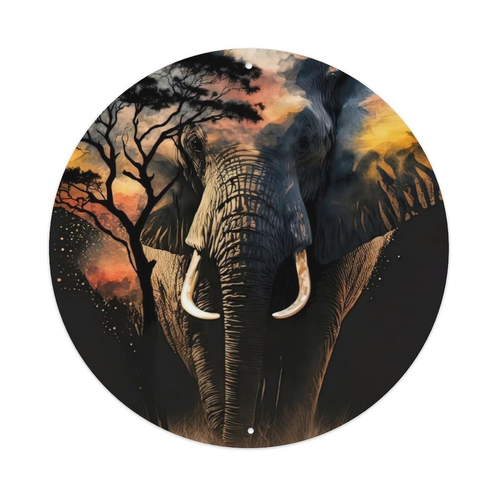 Animal Artwork Elephant Vintage Metal Tin Sign Plaque Wall Decor for Cafe, Club Bar, Office, Garden Metal Poster 8x8Inch
