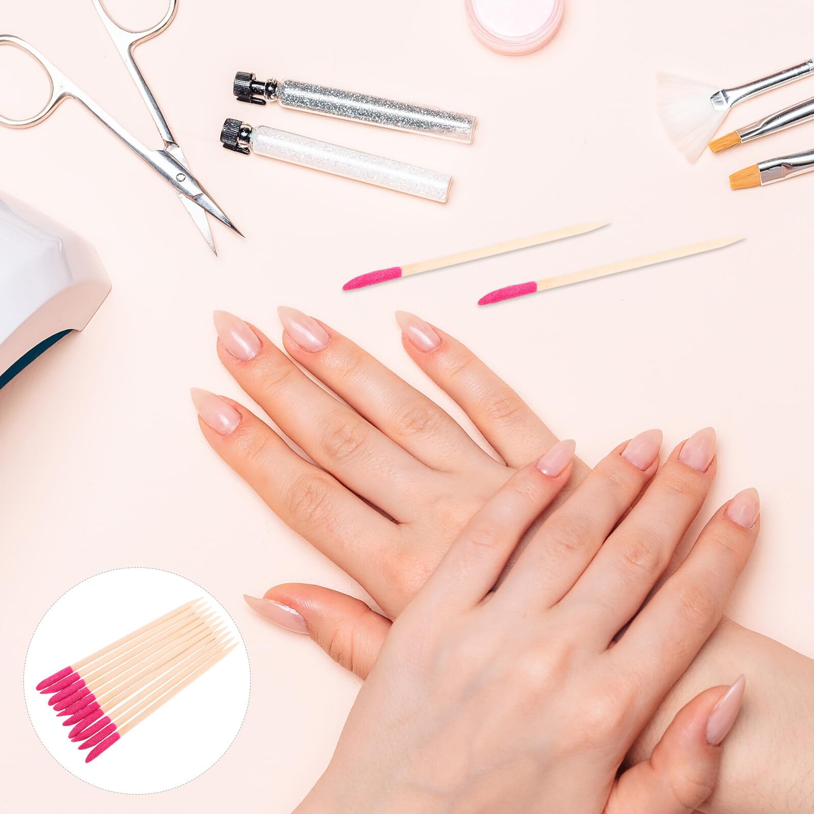 Cabilock Palitos Cuidado de Naranjo, o de Madera Superficie Texturizada Manicura Piezas 50 Compactas Lijado y para de Cutículas de Uñas en Salón DIY