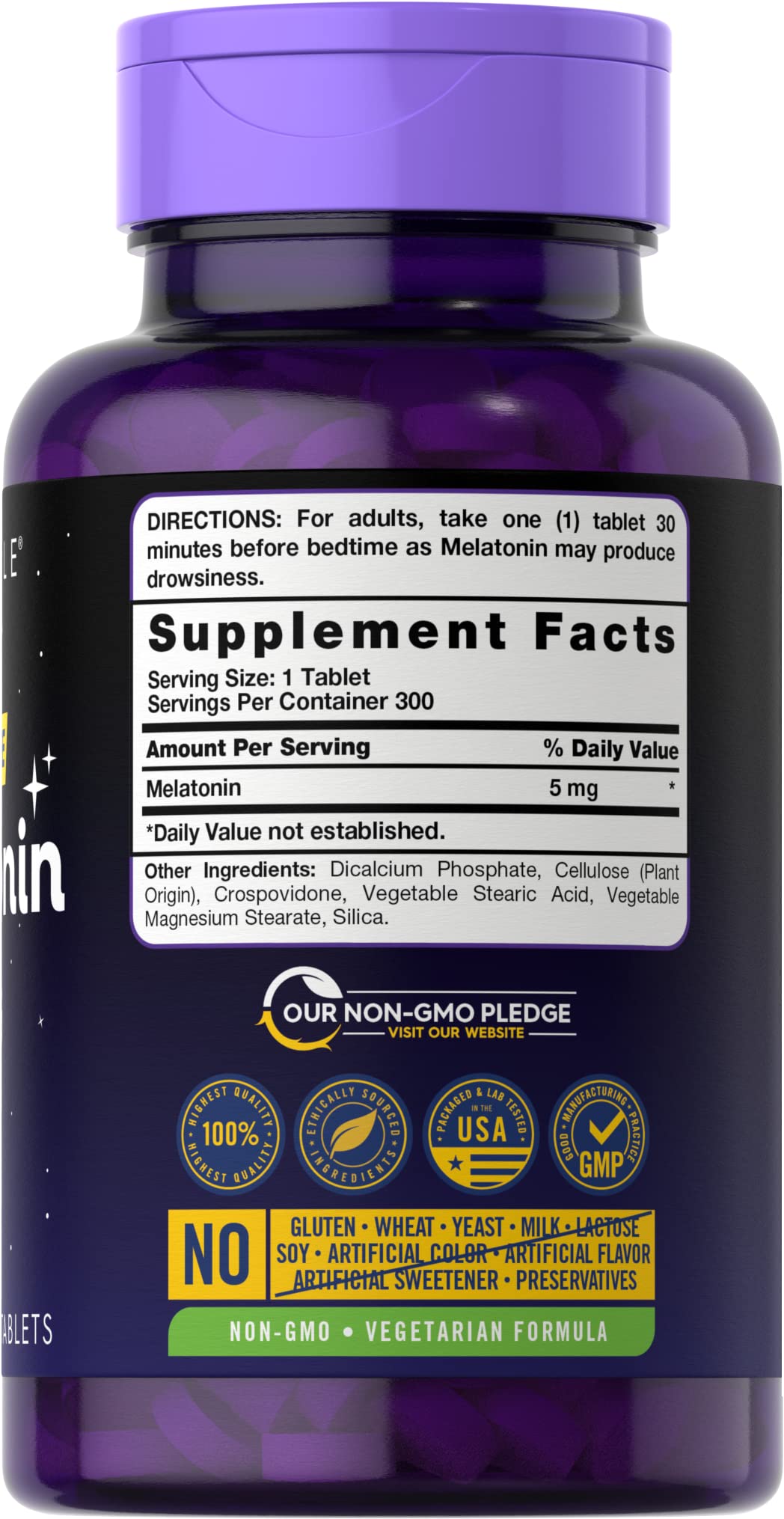 Carlyle Melatonin 5mg | 300 Tablets | Drug Free Supplement — Amazon image 2