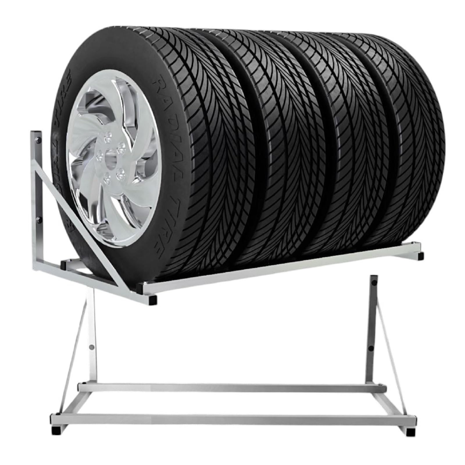 QLS Portapneumatici per 4 Ruote 100 kg Alluminio Argento