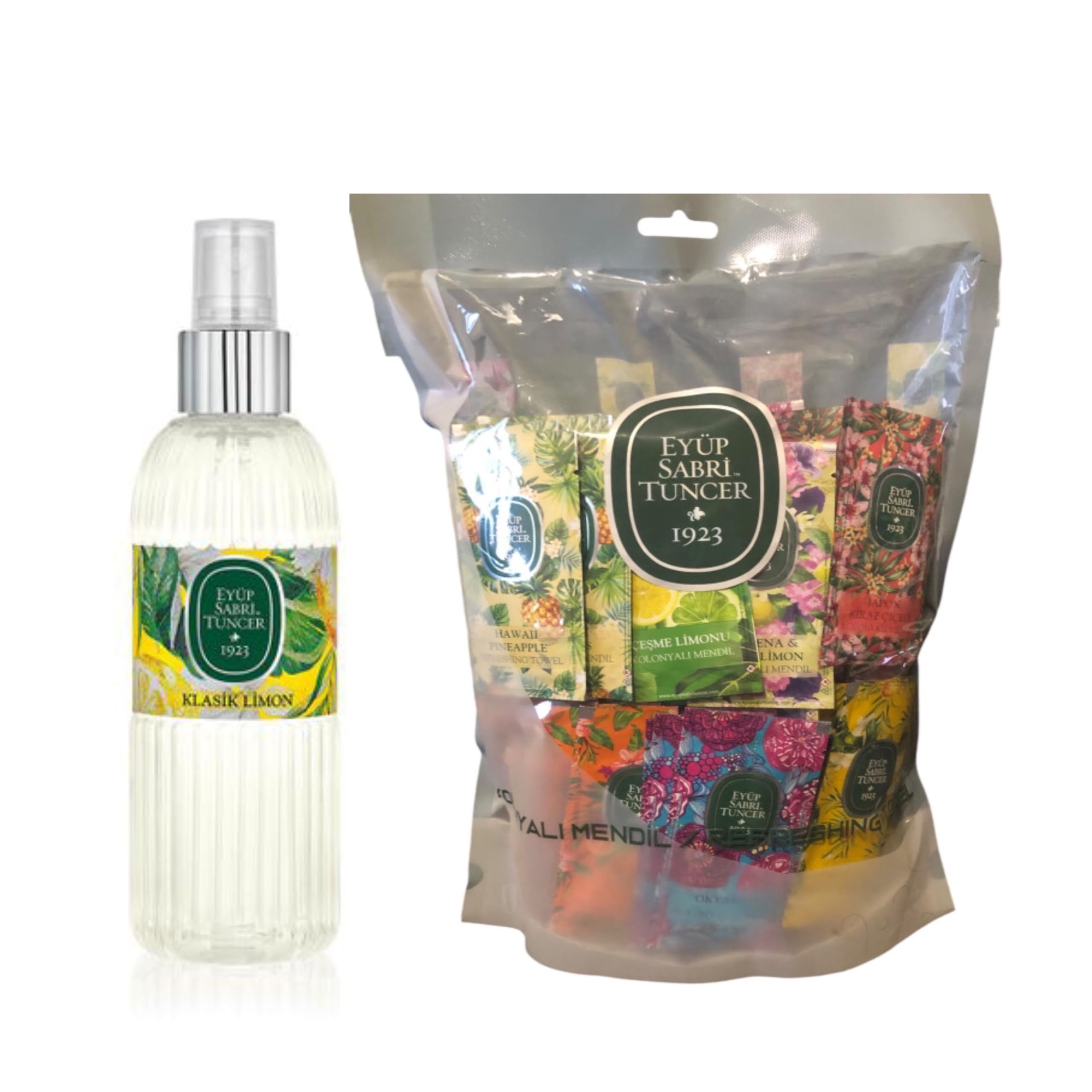 EYÜP SABRİ TUNCER Eau de Cologne Classic Limone 150 ml Spray + Salviette rinfrescanti 150 pezzi