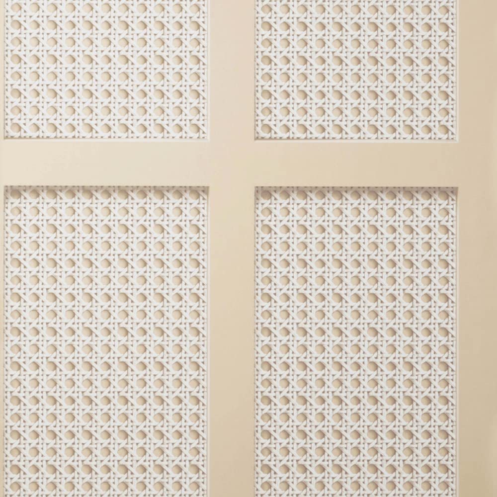 Full Roll Cream Cane Wood Panel Wallpaper Wicker Rattan Modern Contemporary