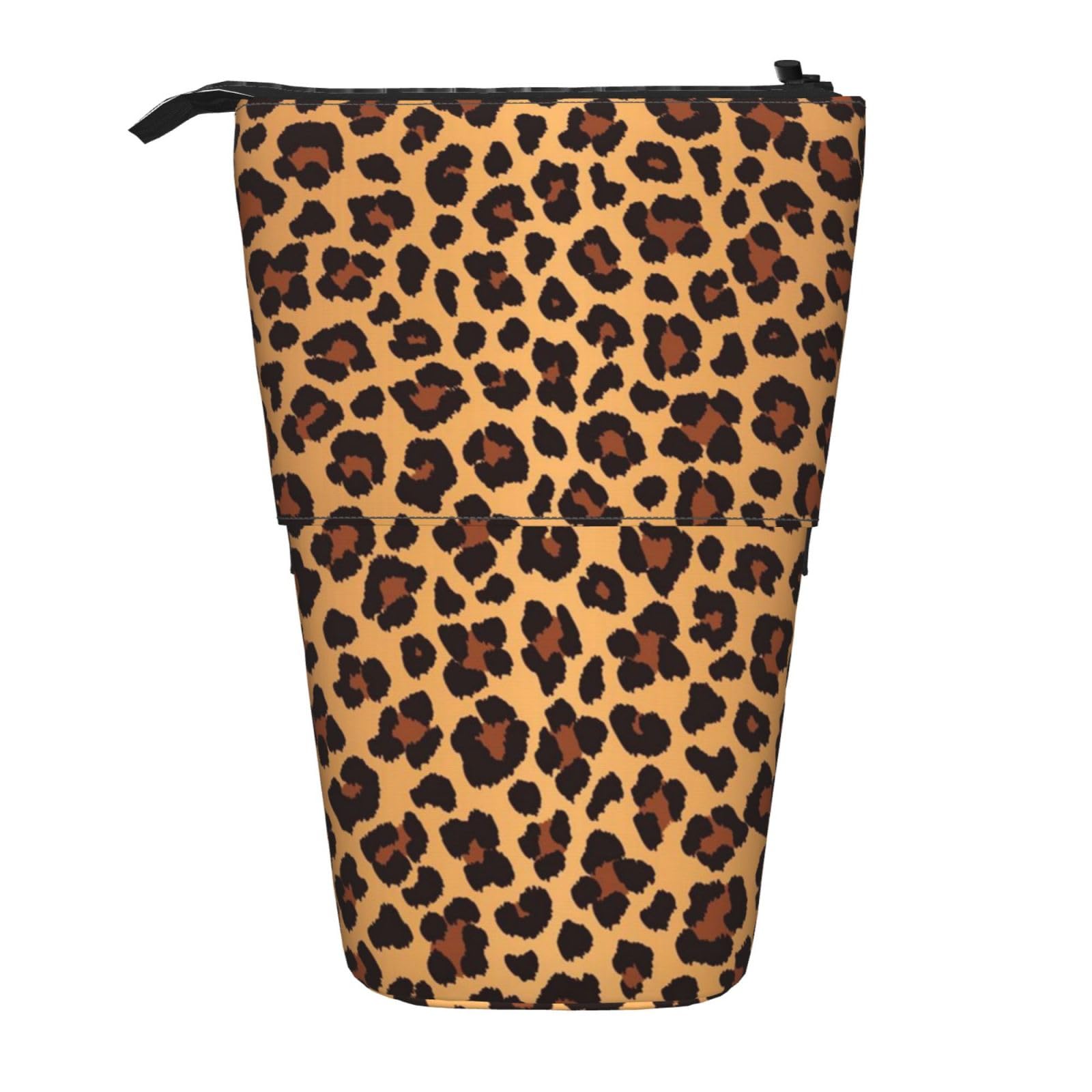 AABSTBFM Leopard Pattern Expandable Vertical Pencil Case - Multi-Purpose Pen Bag and Makeup Pouch for School, Office, and Travel โ image 1