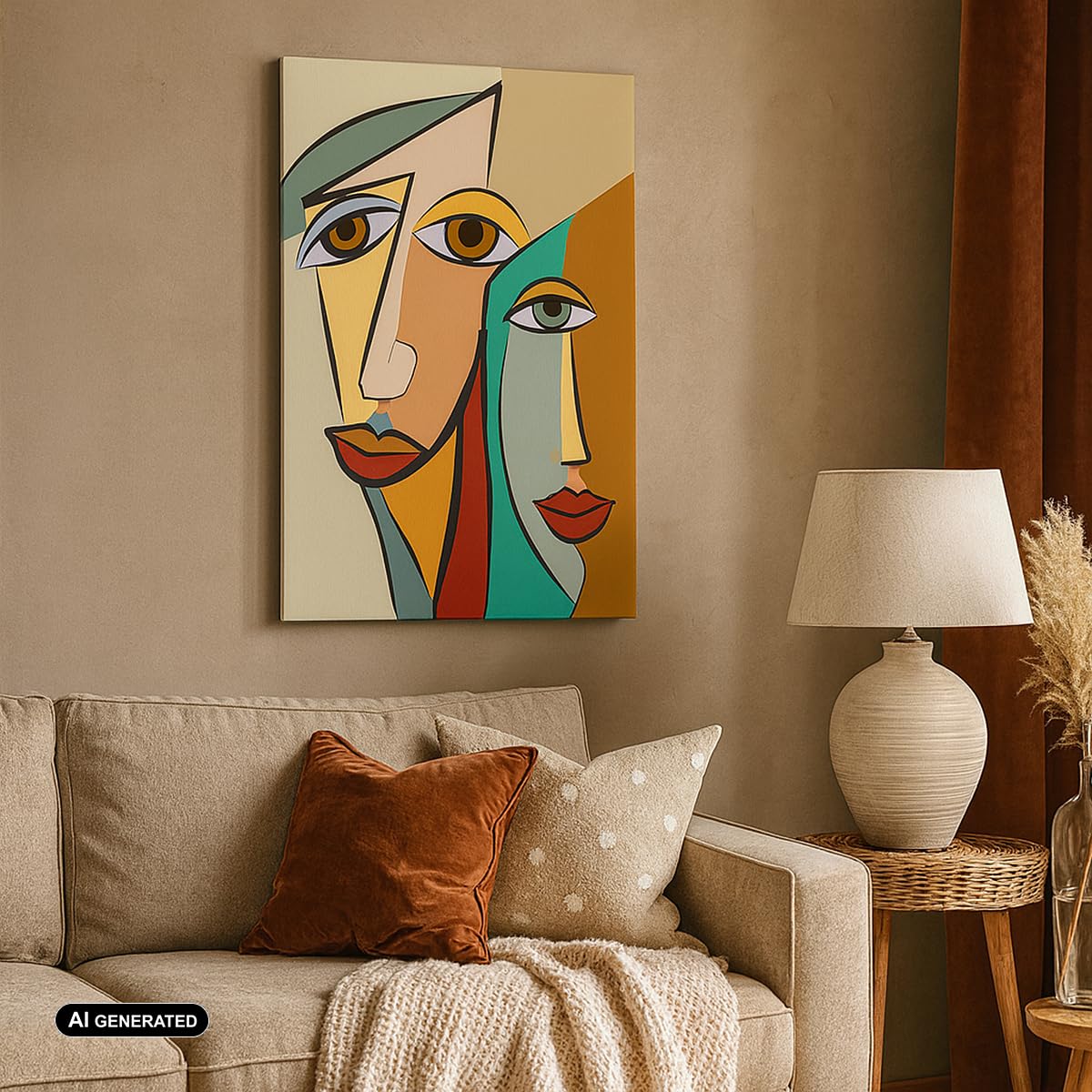 Lienzo Decorativo 80x120 cm Moderno Vertical Abstracto Personas - 6184