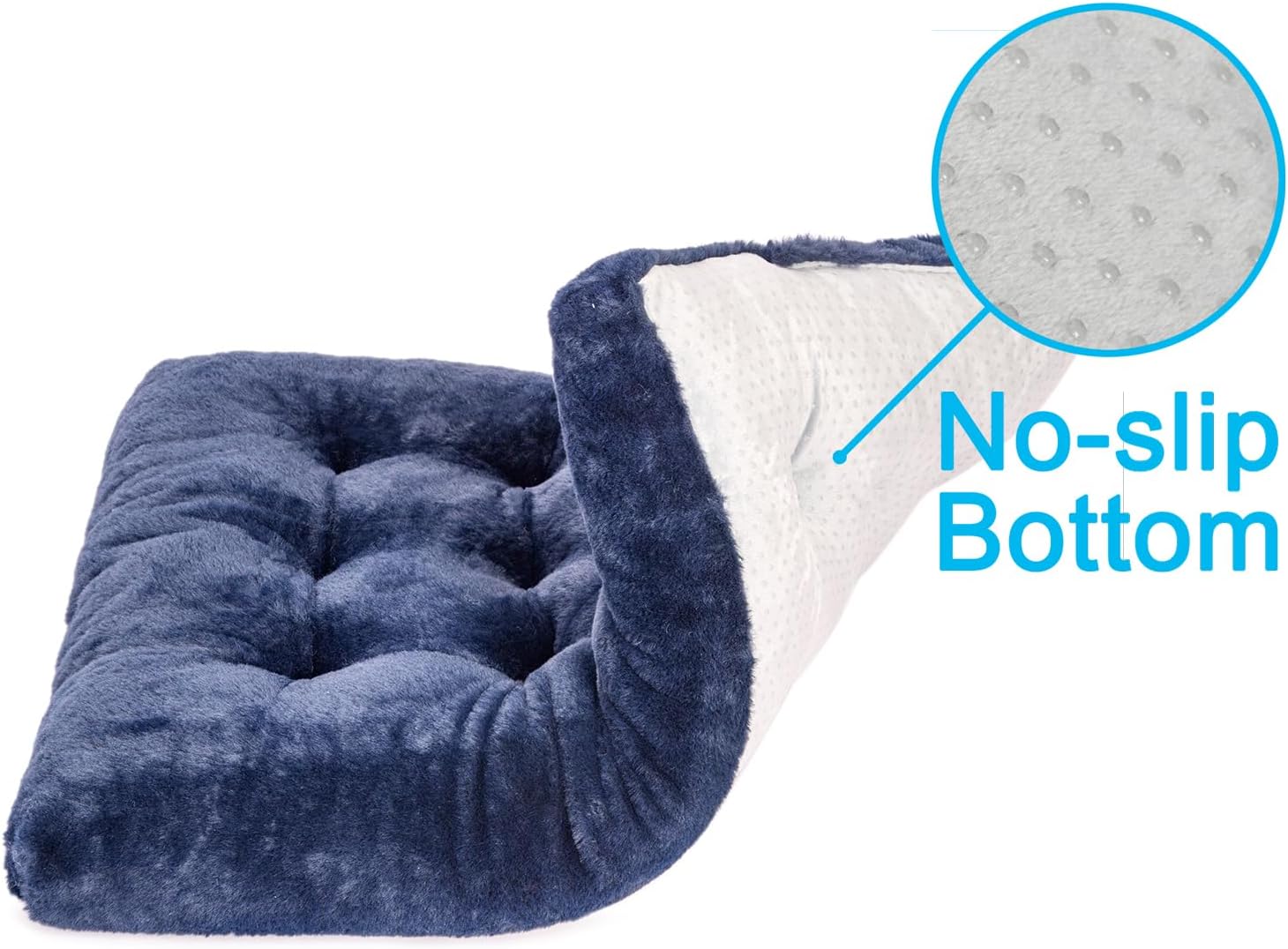 2 Pack Washable Dog Bed, Deluxe Plush Dog Crate Beds with Anti-Slip, Comfy Kennel Pad Pet Sleeping Mat for Large, Medium and Small Dogs (2 Pack x Navy, 35.0" L x 23.0" W x 3.0" Th)