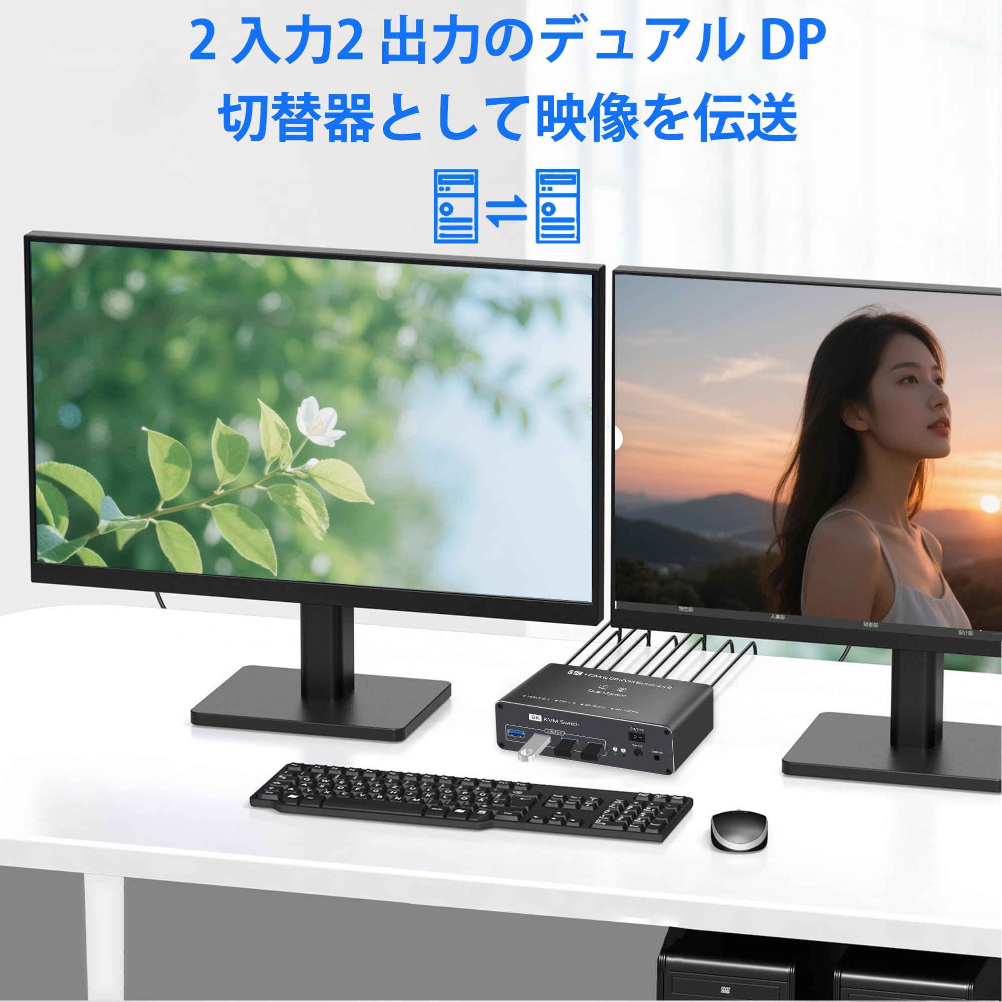 【8K デュアルモニター】 Amazon.co.jp: 【デュアルモニター】8K Displayport KVM 切替器 2PC