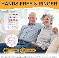 Vista 3 de Uvital Big Button Phone for Seniors, Corded Landline Phone with 9 One-Touch Dialing Big Buttons, Hands-Free Calling, Loud Ringer, Easy to Use for