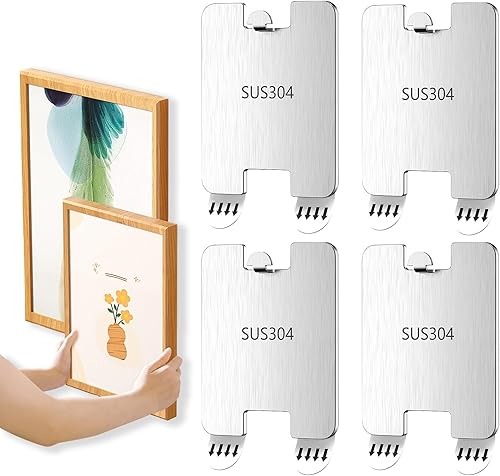 MOYASIBB Metal Picture Hangers, No Damage Hanging Frame & Sawtooth Adhesive Pict