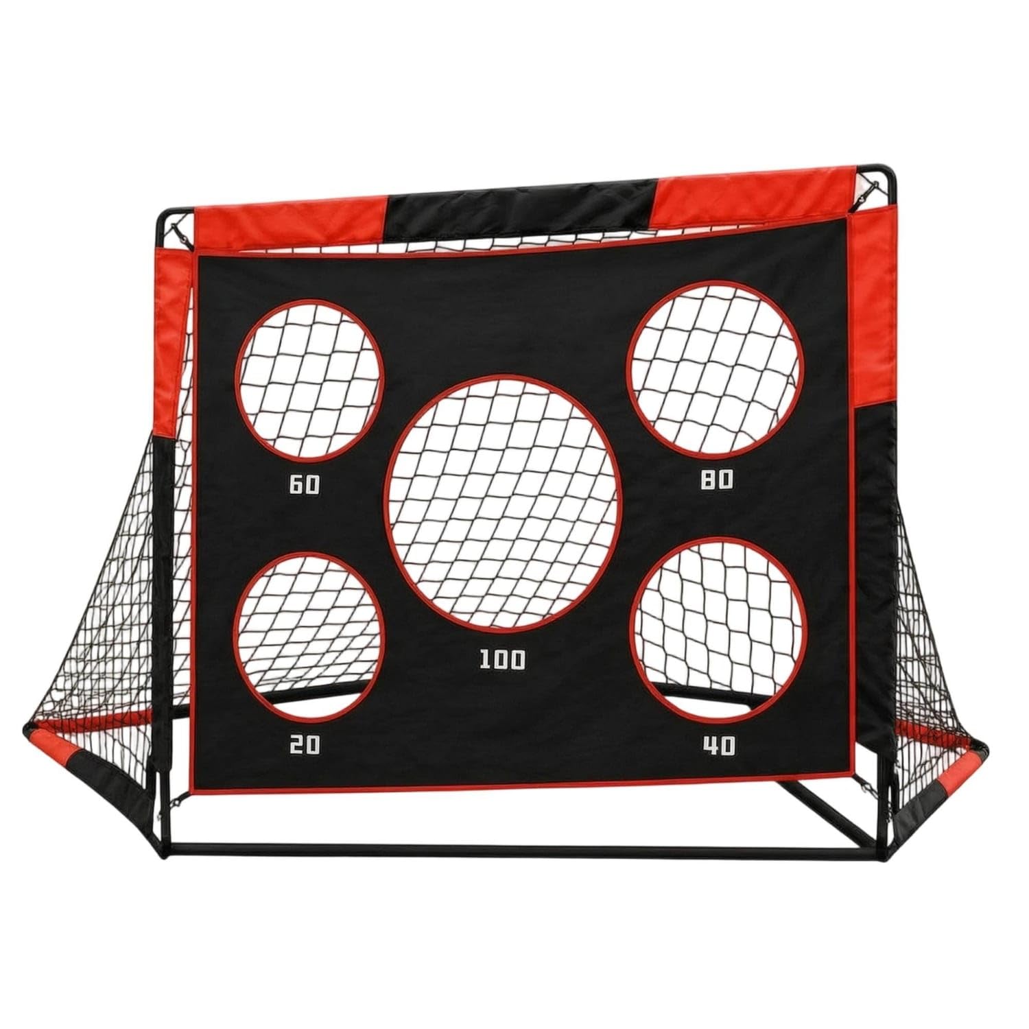 Foldable Soccer Training Net with Targets Freestanding Soccer Kicking Target Net Portable Accuracy for Young Athletes Players, Kids, Backyard, Red-image-18