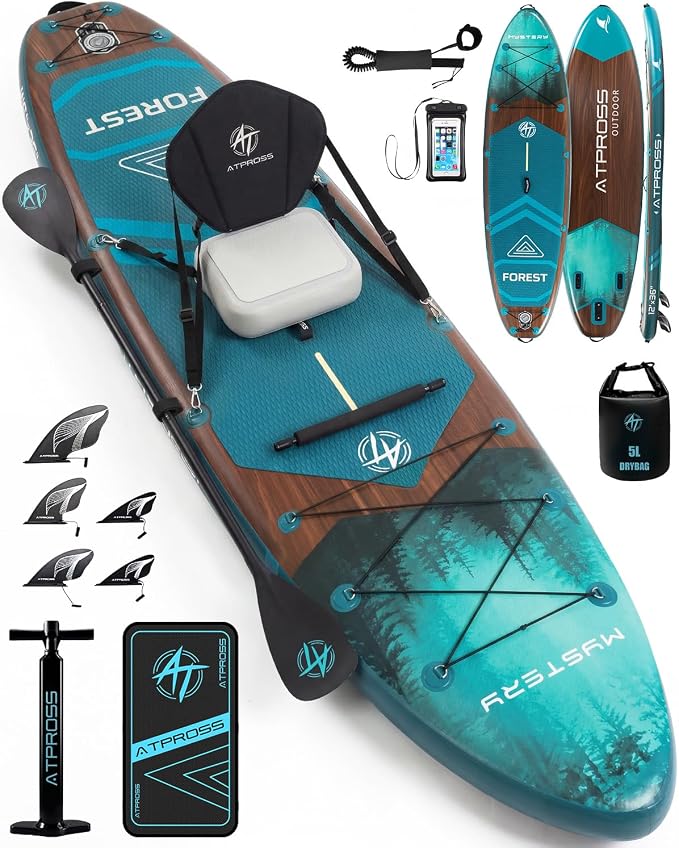 12'x36 Inflatable Paddle Board, 500lbs Extra Wide Stand Up Paddleboard for Adults with Premium SUP Accessories Kit & Backpack, Blow Up Kayak Non-Slip Stable Deck Boat for Yoga Fishing Surf