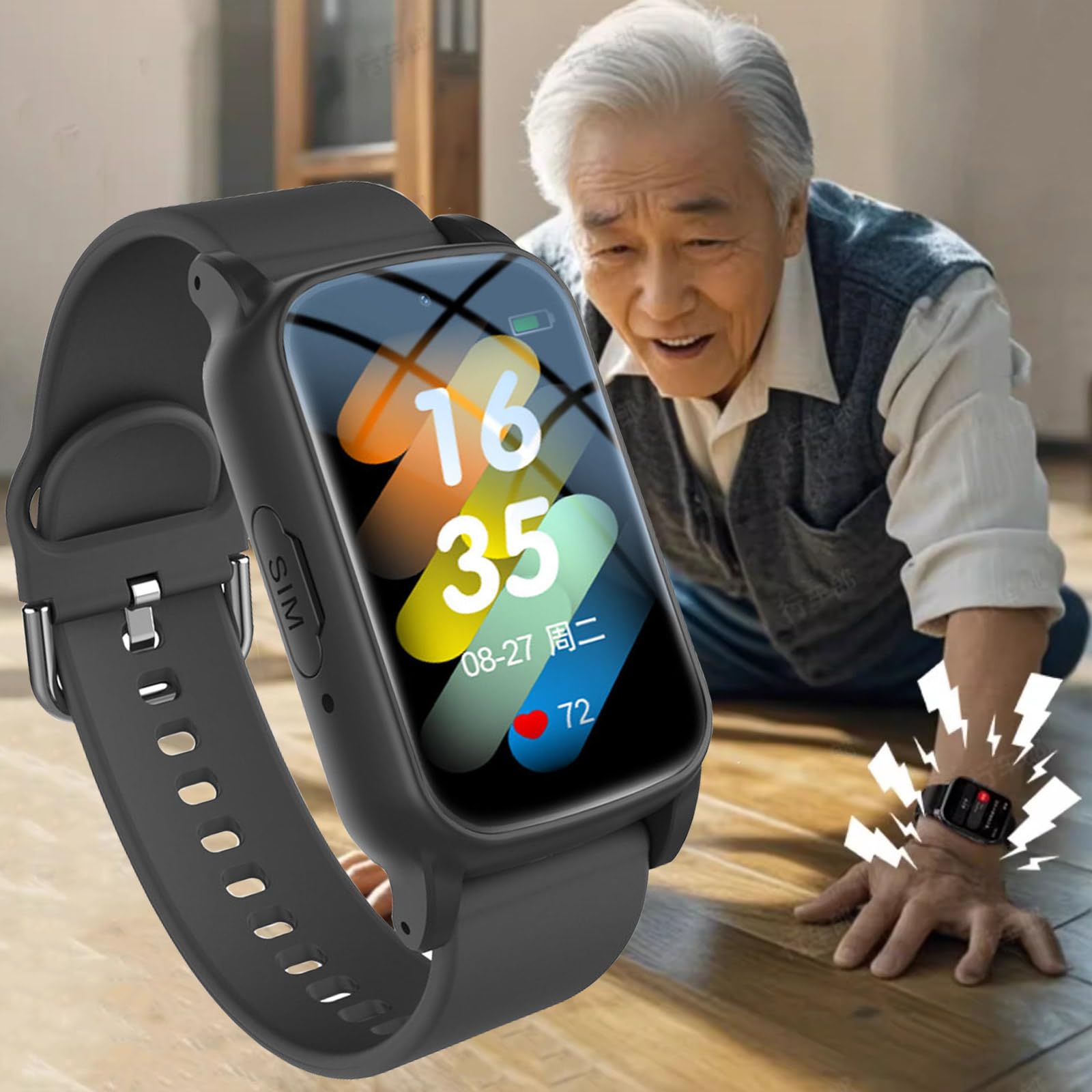 Reloj Emergencia Ancianos, Dispositivos De Alerta De Caídas para Personas Mayores, Reloj Inteligente con Detección De Caídas para Personas Mayores, SOS Boton Emergencia Ancianos