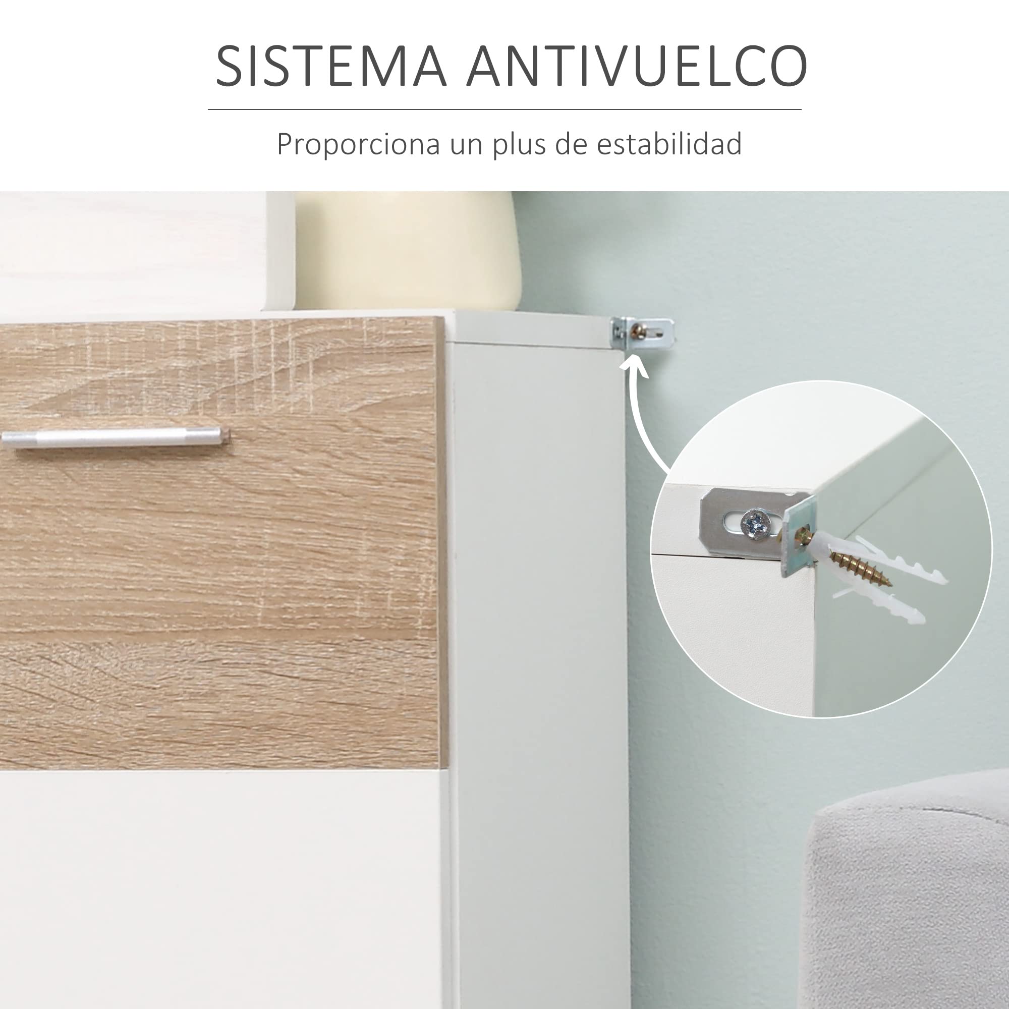 kleankin Armario de Suelo para Baño con 2 Puertas Madera 60x30x85 cm Blanco