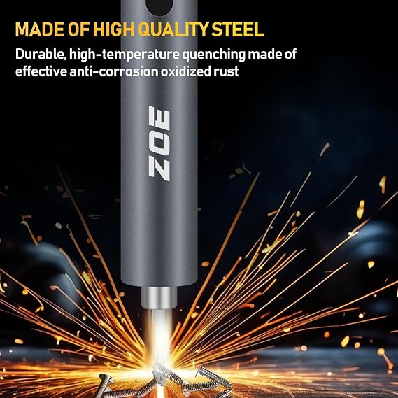 ZOE Mini Electric Screwdriver,50-in-1 Precision Power Screwdriver Set | 3 Torque (Max 0.5Nm),500mAh USB-C,42 S2 Steel Bits,Magnetic Storage,Repair Kit for Phone/Laptop/Camera/Electronics Repair