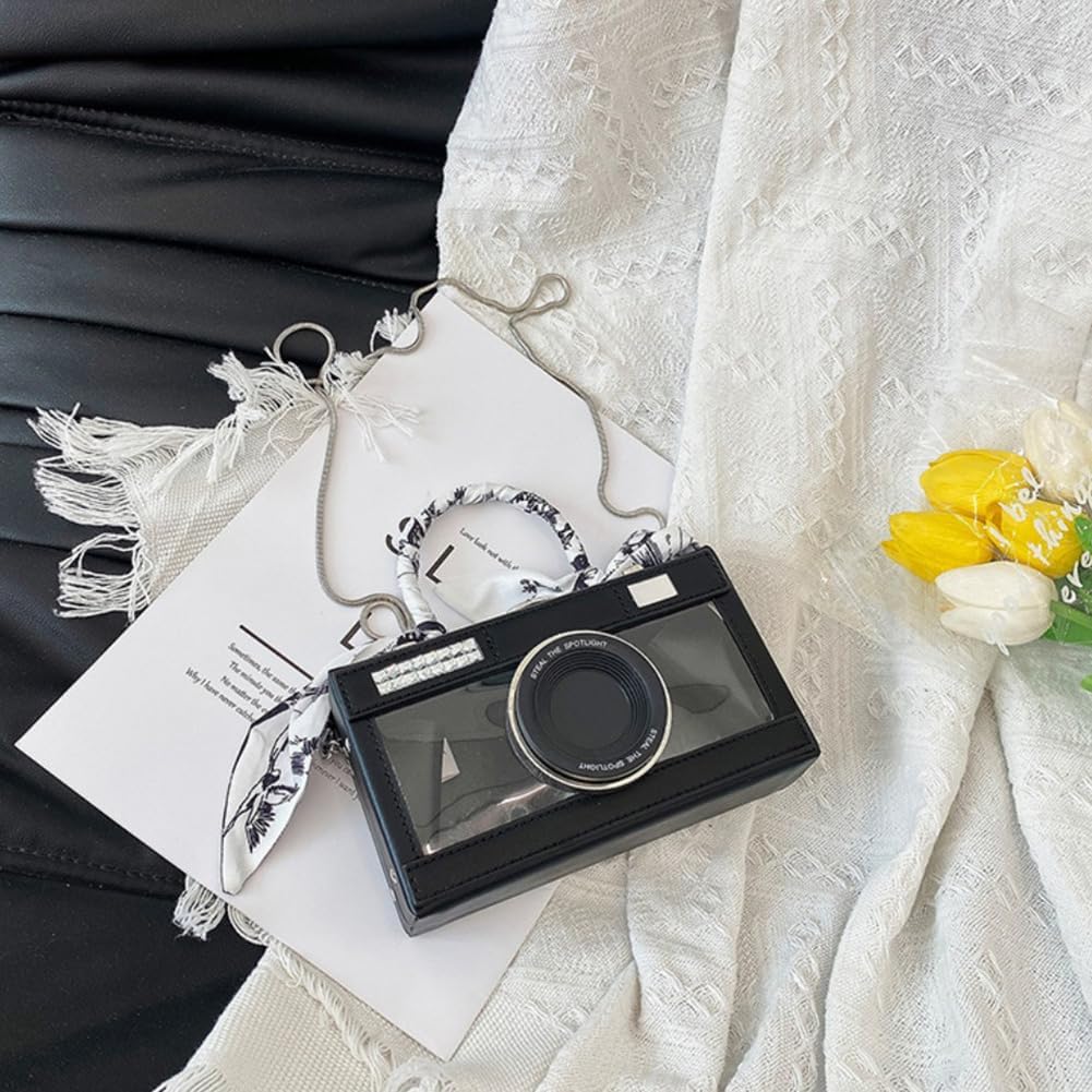 Camera Shaped Purse Handbag, PU Leather Casual Fashion Funny Snapshot Shoulder Bag, Vintage Novelty Box Crossbody Clutch - Image 3